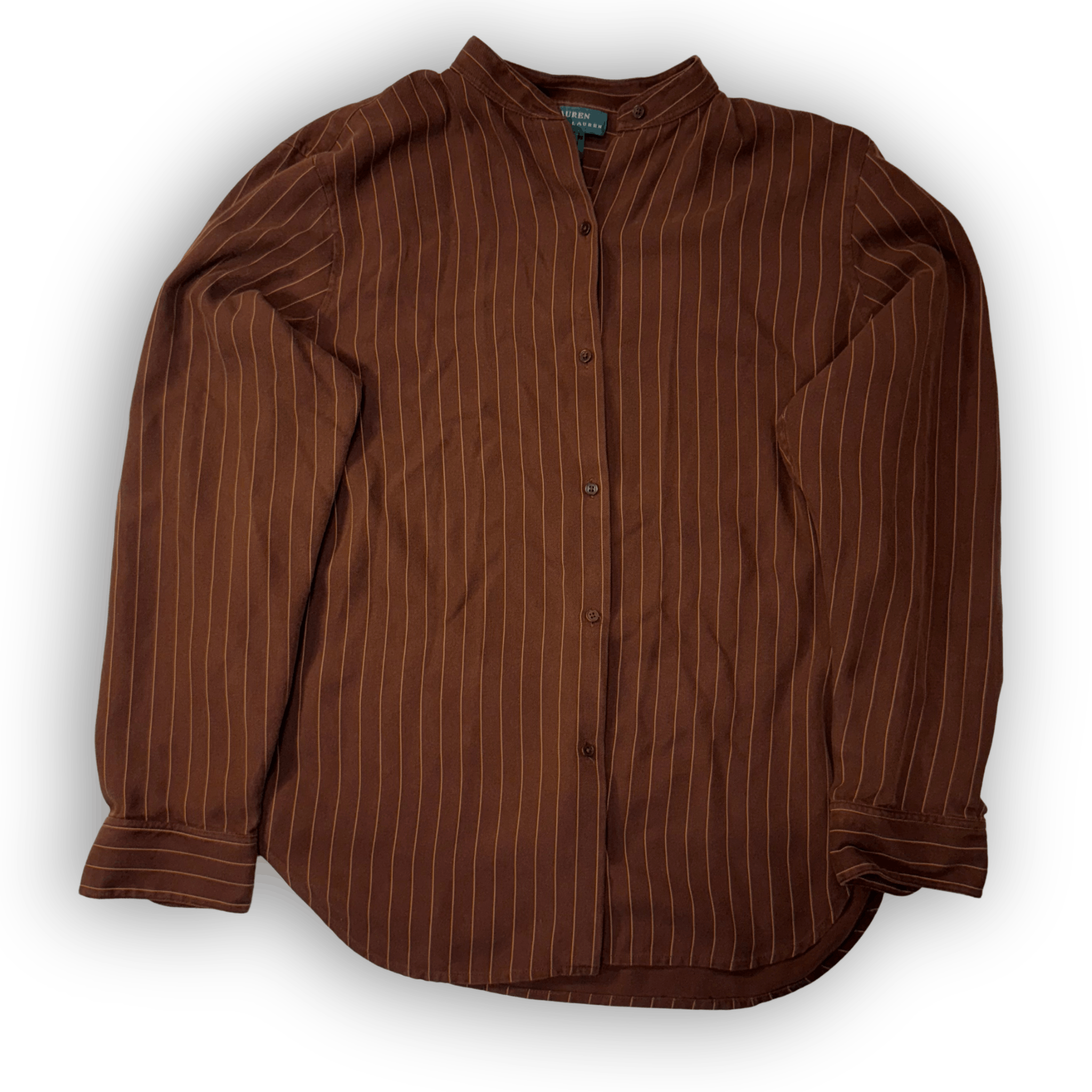 Lauren Ralph Lauren Lauren Ralph Lauren Striped Collarless Button Up Blouse Size L / US 10 / IT 46 - 2 Thumbnail