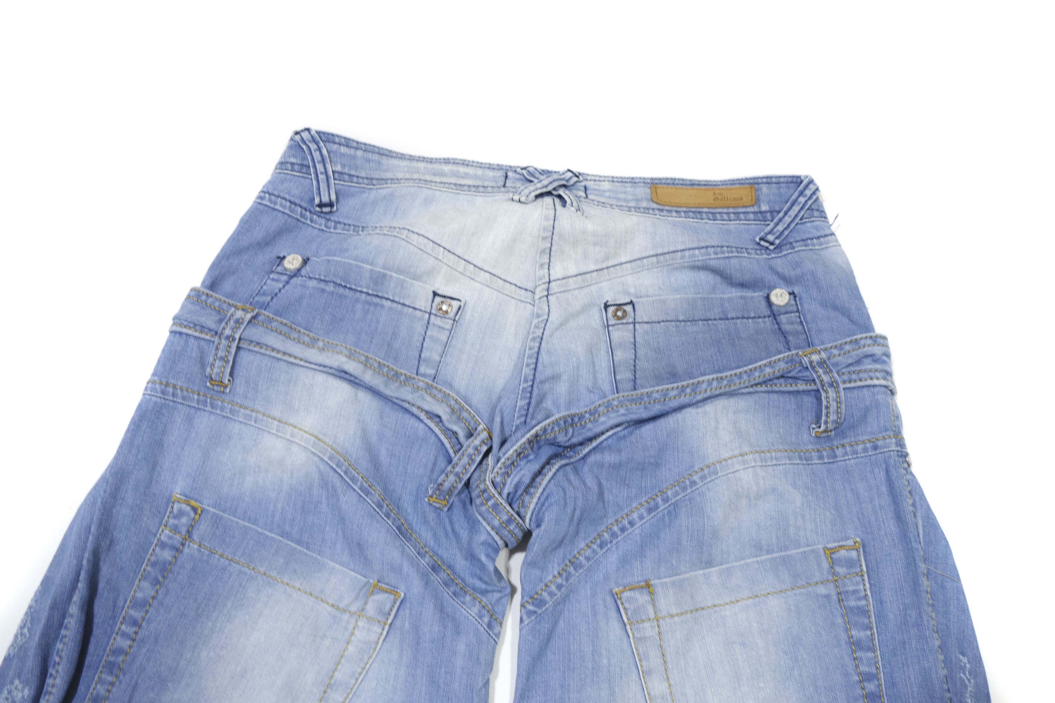 John Galliano 90S Double Layered Y2K Baggy Jeans Vintage Size 30" / US 8 / IT 44 - 4 Thumbnail