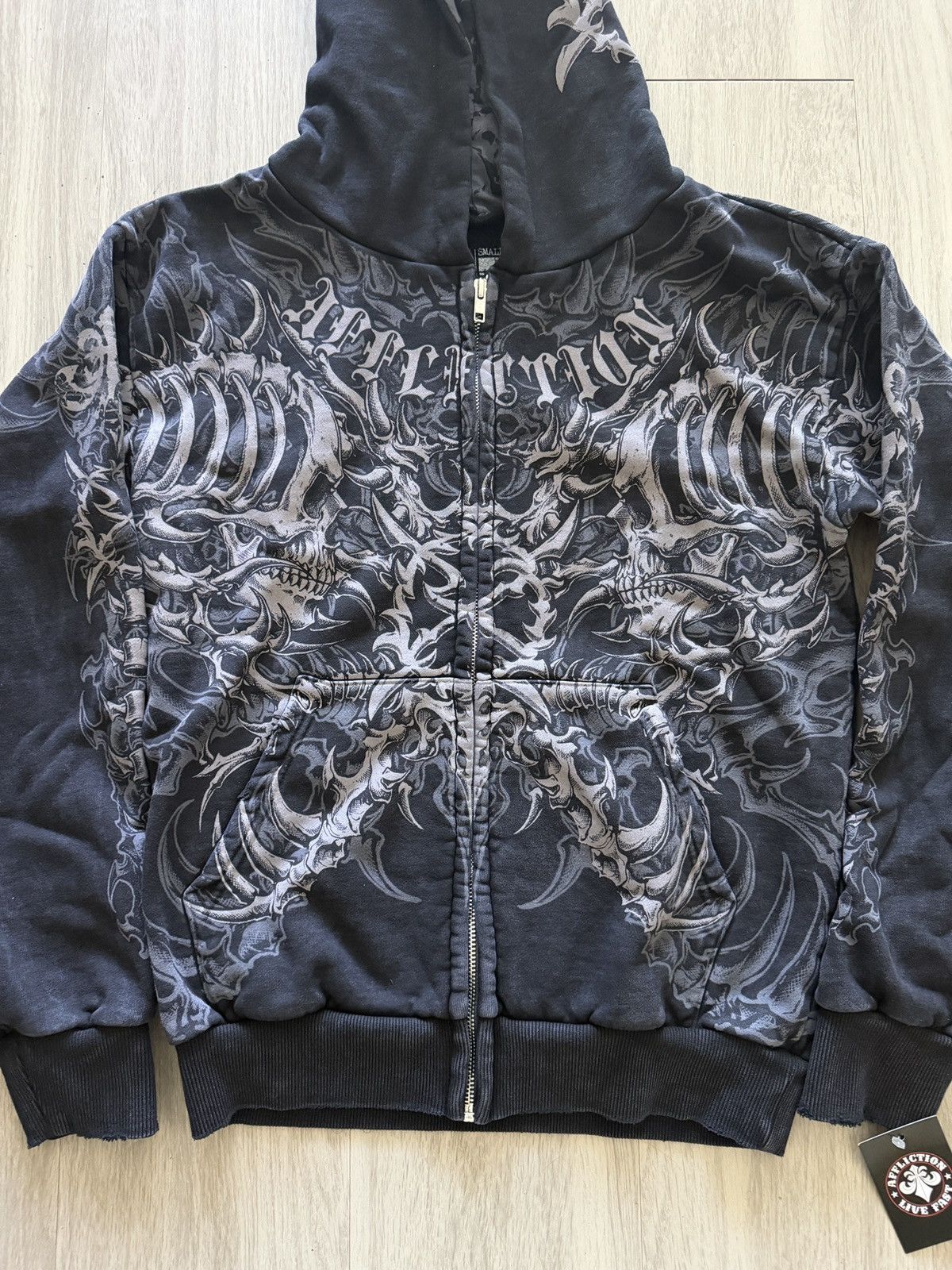 Affliction Ken Carson x Affliction Black Gorecore Lament Zip Up Hoodie Size US S / EU 44-46 / 1 - 4 Thumbnail