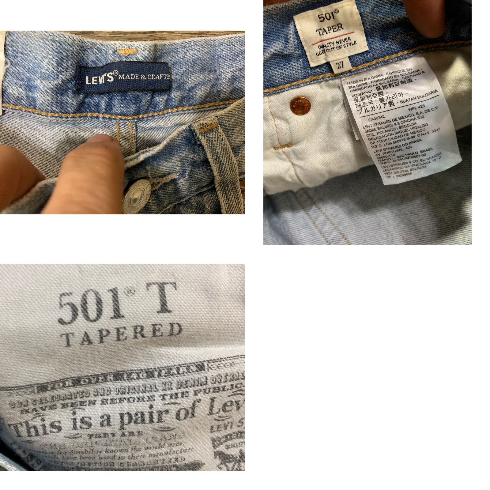 Levi's Levi's 501 Taper Women's Mid Rise Selvedge Jeans Blue 29x27 Big E Size 29" - 8 Thumbnail