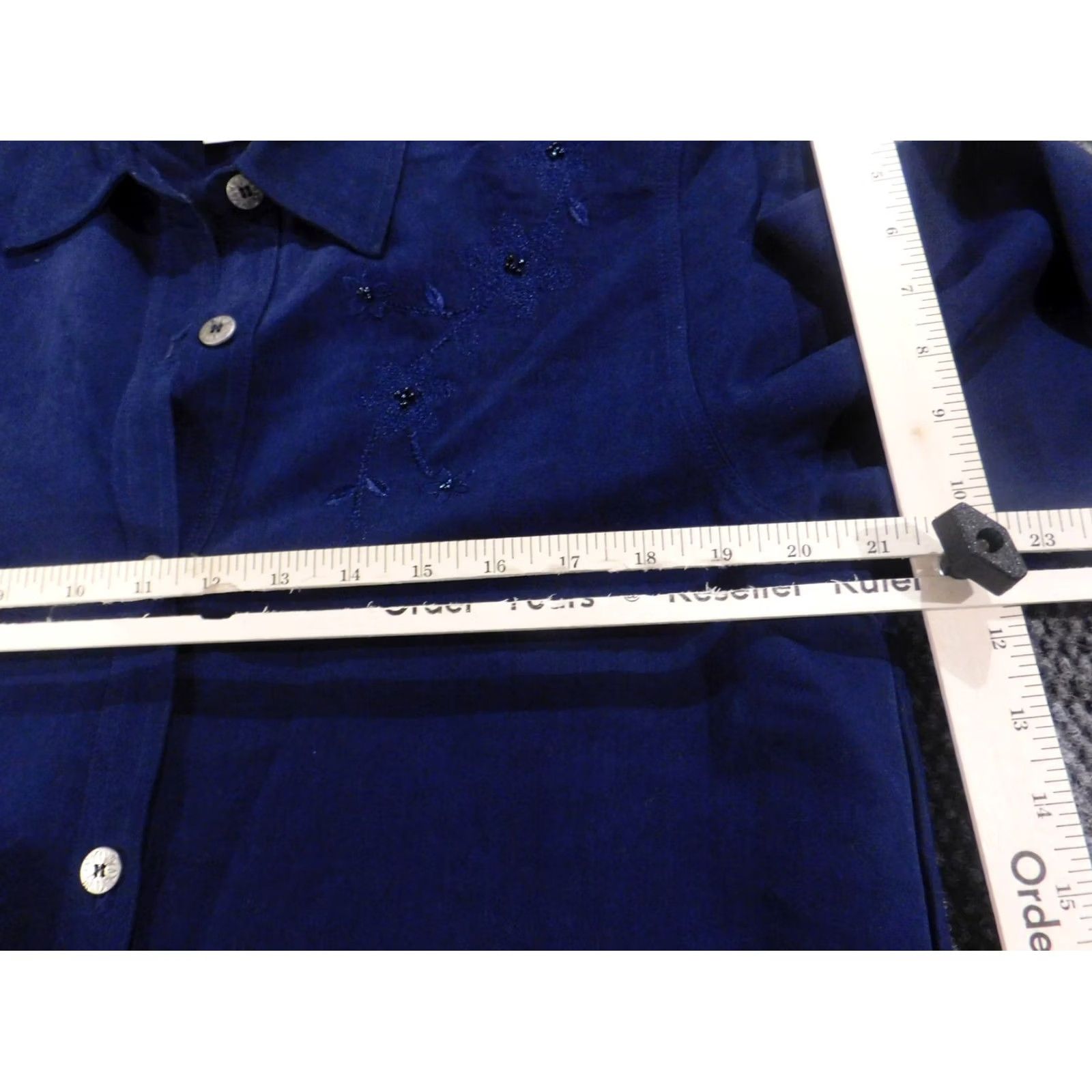 Vintage Alfred Dunner Blouse Women 10 Blue Button Down Long Sleeve Casual Crew Neck Pullover Size L / US 10 / IT 46 - 6 Thumbnail