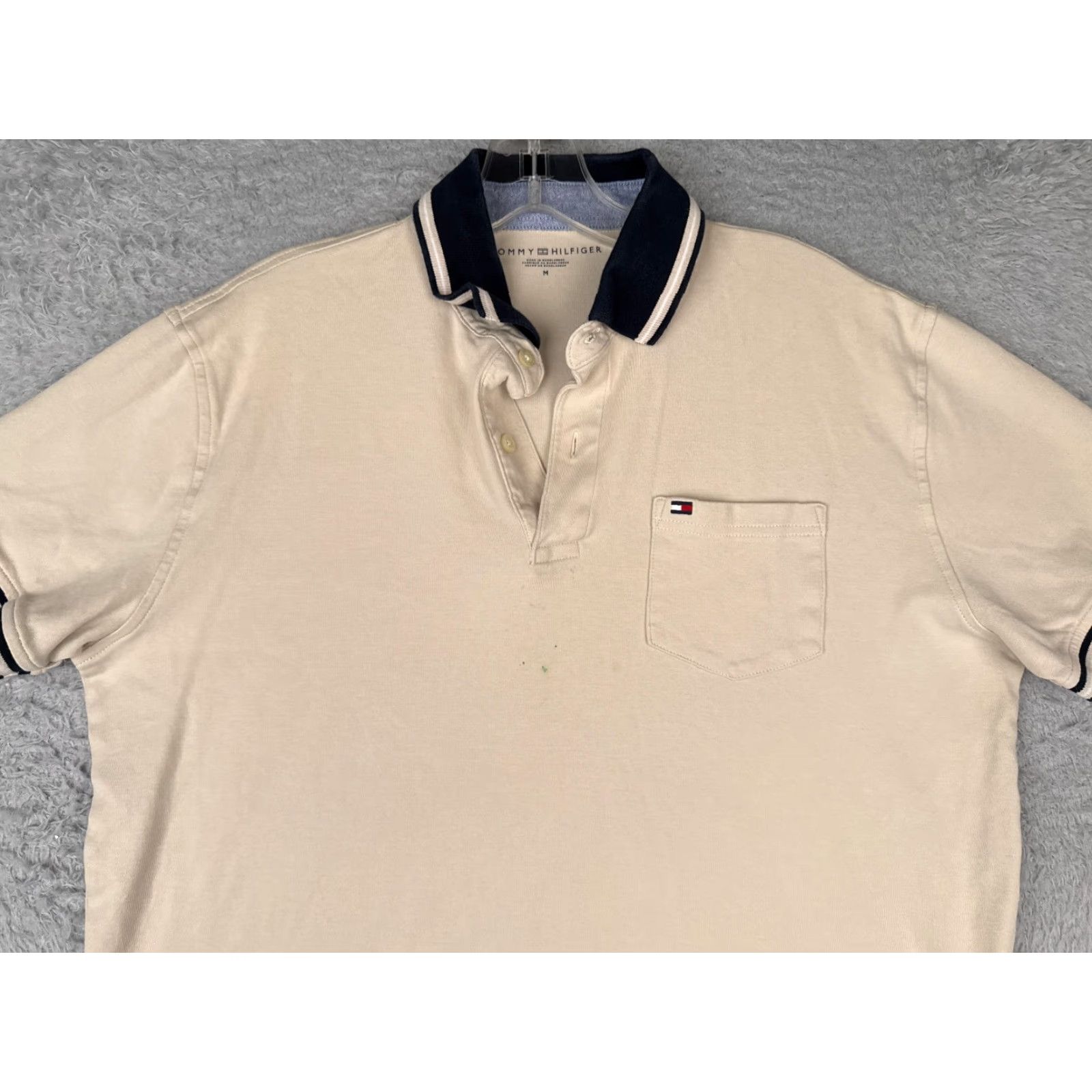 Tommy Hilfiger VINTAGE? No — Tommy Hilfiger Polo Shirt Men XL Ivory Cotton Short Sleeve 100% Classic Slimming Logo Embroidered 90s/Modern Theme Mens Size US XL / EU 56 / 4 - 4 Thumbnail