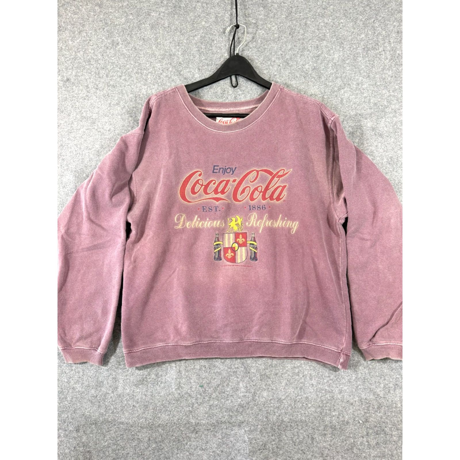 Vintage VINTAGE Coca-Cola Sweatshirt Mens S Mauve Pink Graphic Crew Neck Long Sleeve Size US S / EU 44-46 / 1 - 3 Thumbnail