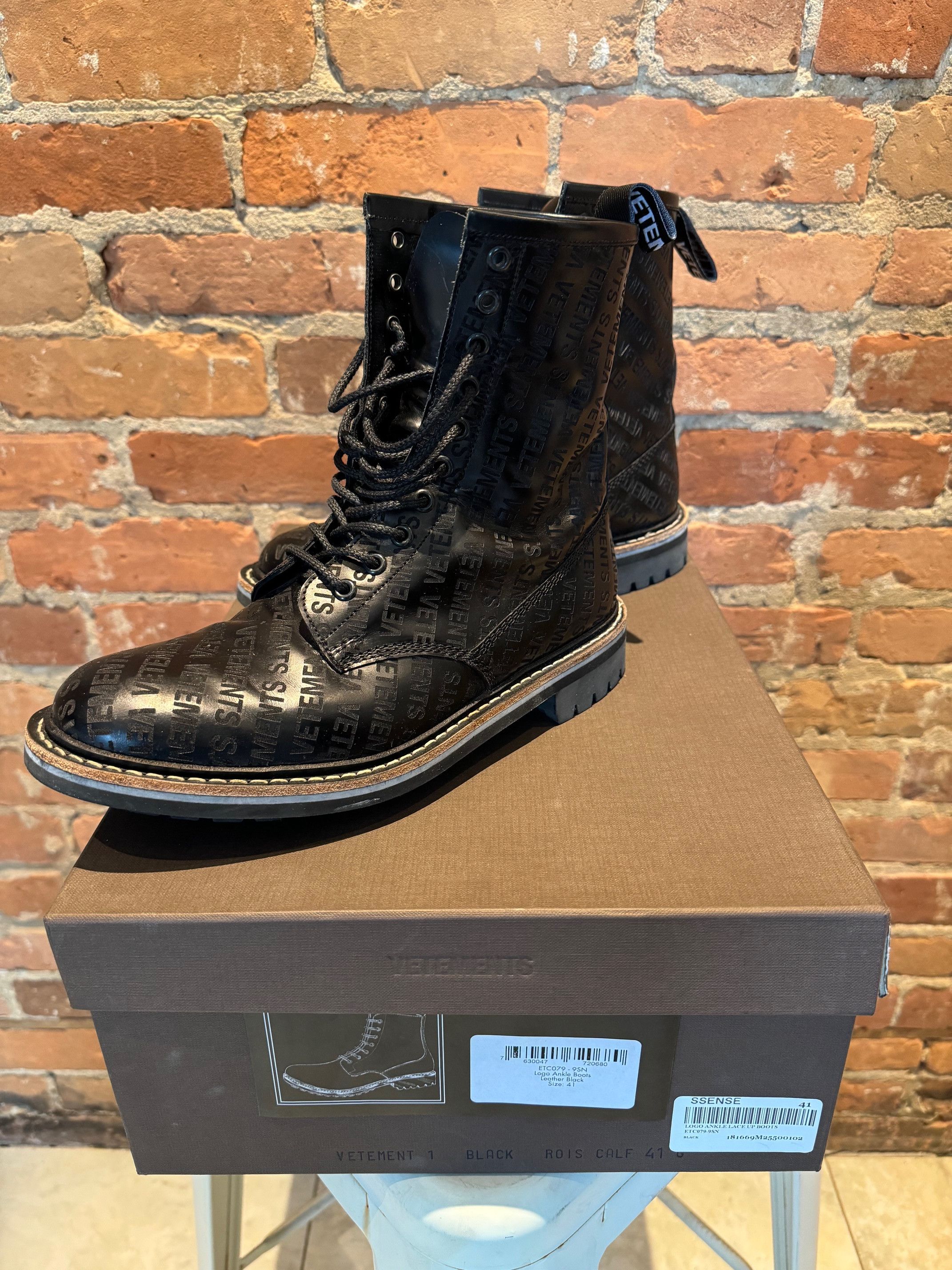 Church's × Vetements Vetements x Church’s Combat Boots – Black Rois Calf Leather Size US 8 / EU 41 - 4 Thumbnail