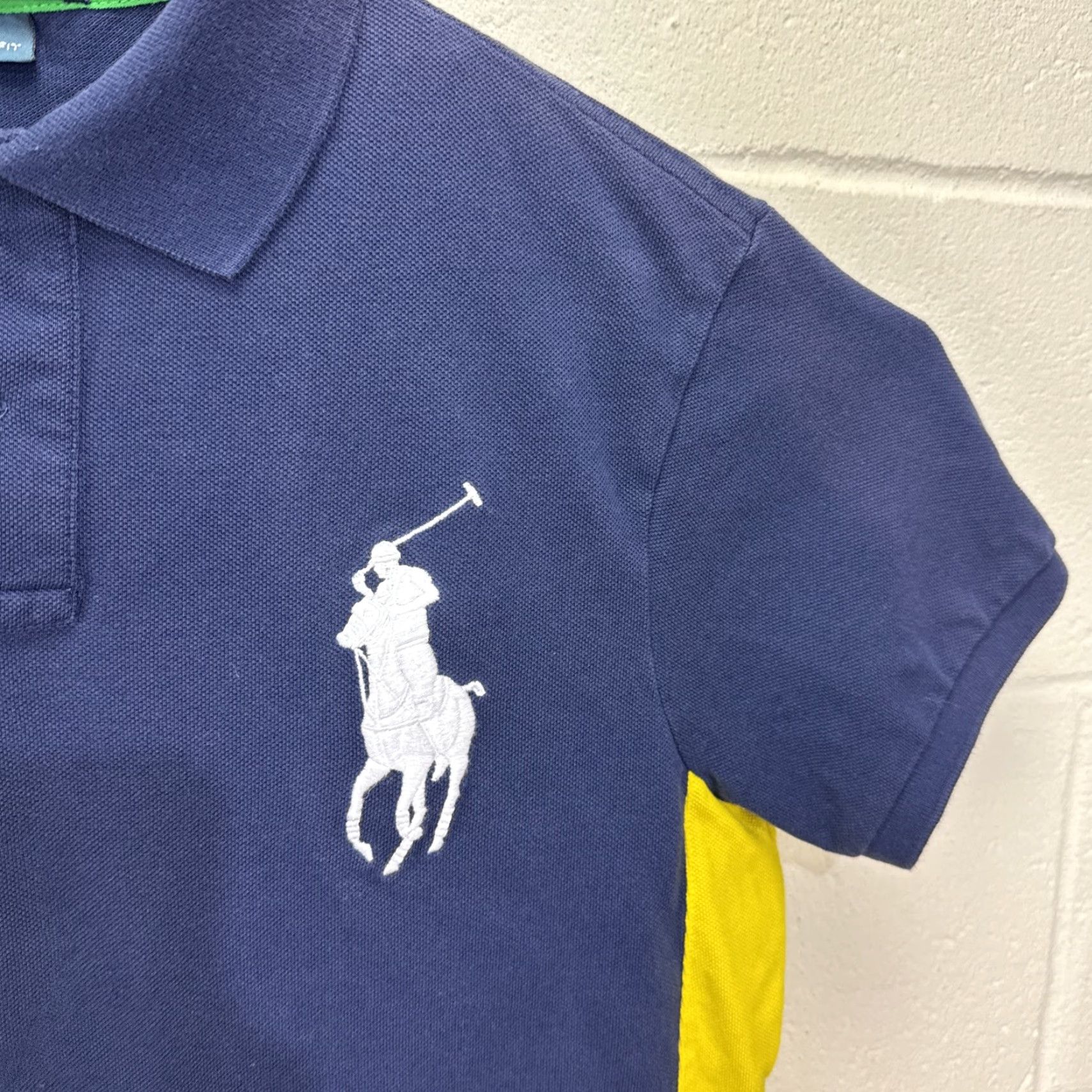 Polo Ralph Lauren VINTAGE Polo Ralph Lauren Men's Polo Shirt Classic Fit Short Sleeve Navy Blue Yellow Big Pony Logo GOLF Casual Size US M / EU 48-50 / 2 - 5 Thumbnail