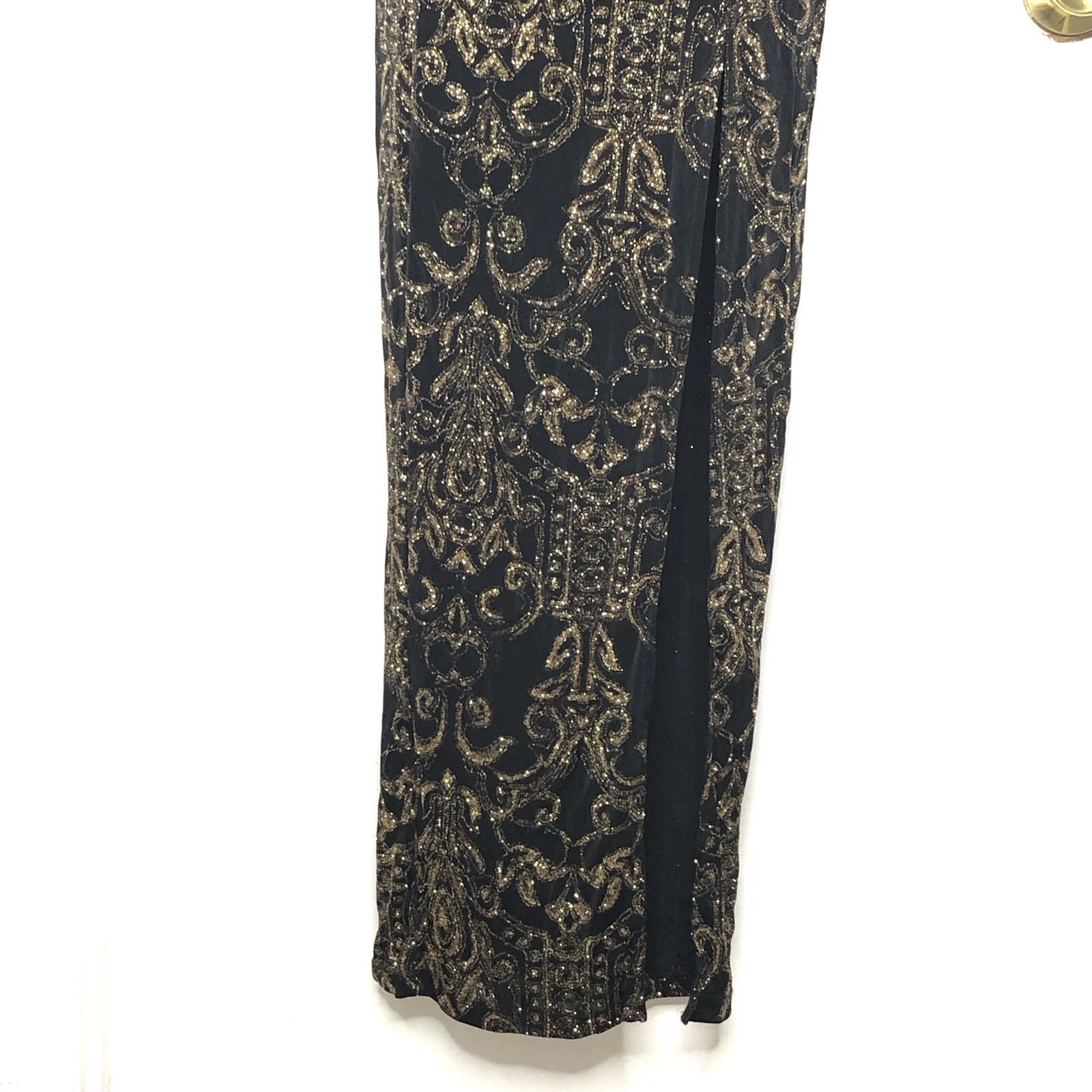 Other Cameo Women Black Sparkle Gold Wire Plunge V Neck Maxi Sz S Size S / US 4 / IT 40 - 5 Thumbnail
