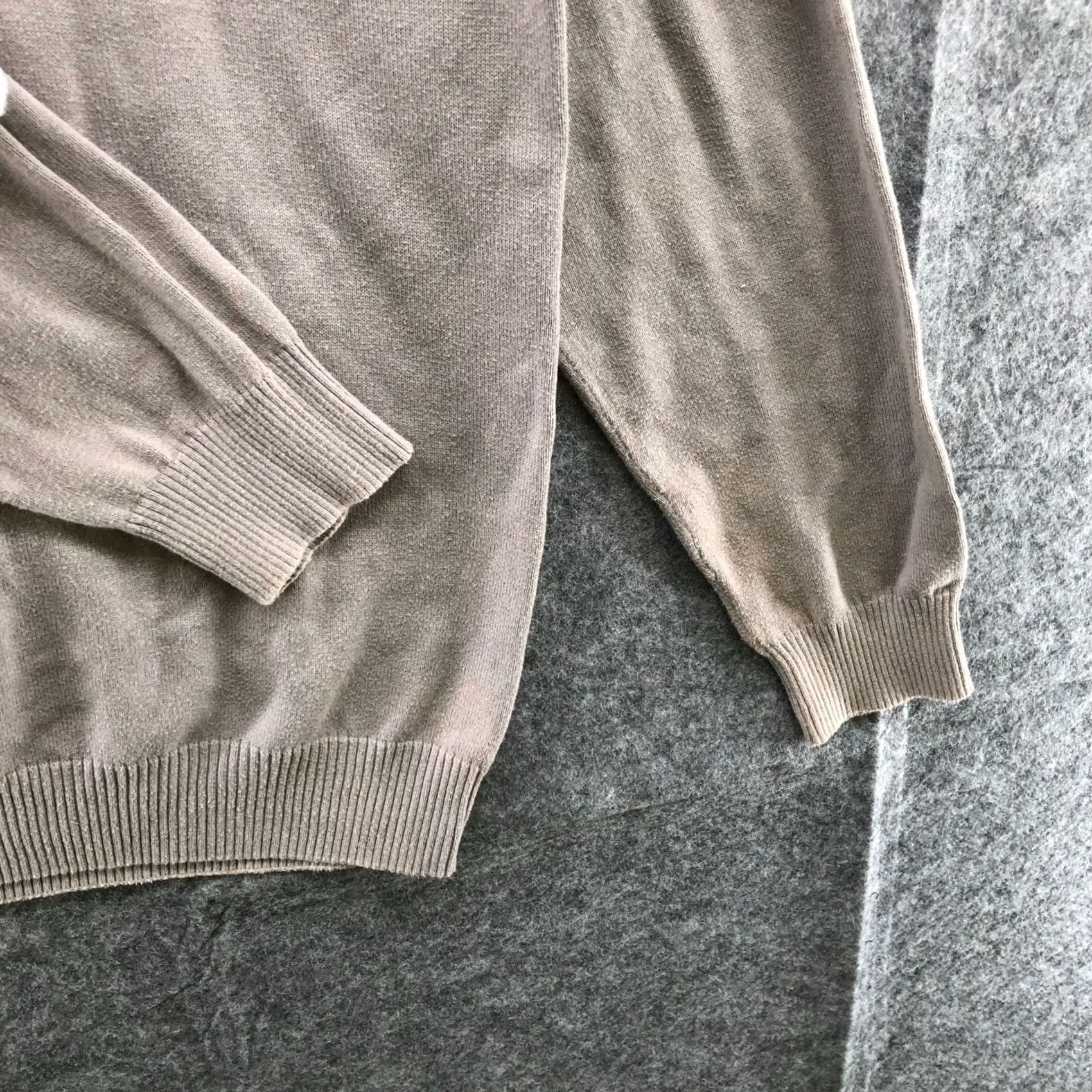 Vintage Decibel Mens Cotton Henley Hoodie Beige 2X Pullover Knit Striped Crew Neck Casual 90s Retro Hooded Sweater (Men) Size US XXL / EU 58 / 5 - 6 Thumbnail