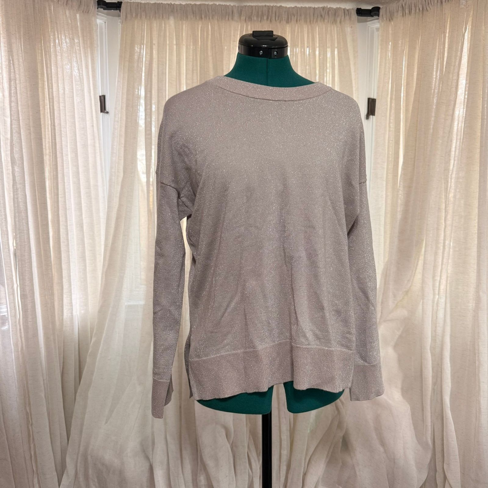 Elie Tahari Tahari Metallic Shimmer Crewneck Sweater | Sz S Size S / US 4 / IT 40 - 2 Thumbnail