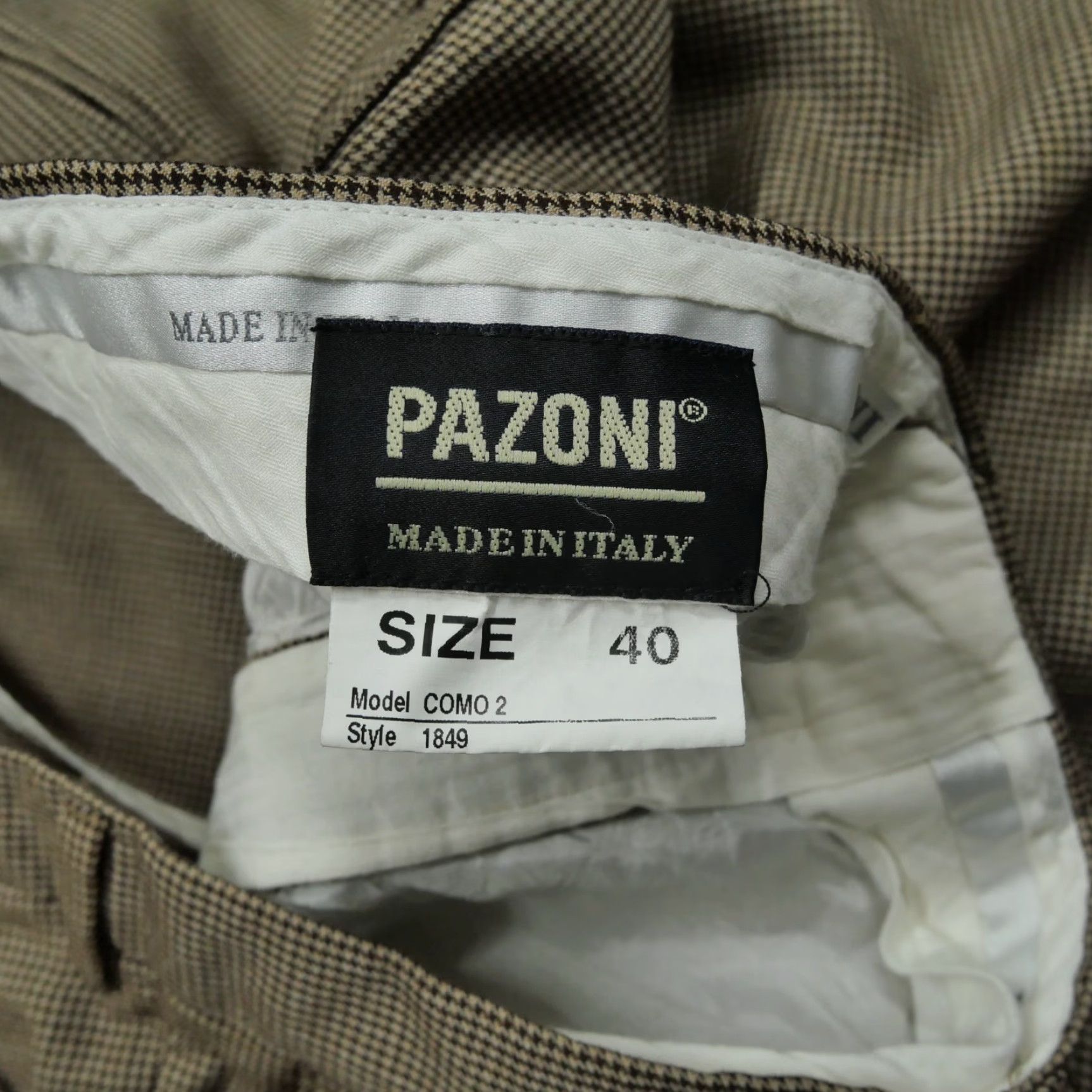 Vintage Pazoni Pants Mens 40 Brown Houndstooth Wool Slacks Pleated Straight 30 In Inseam Brown Mens Pants Size US 40 / EU 56 - 5 Thumbnail