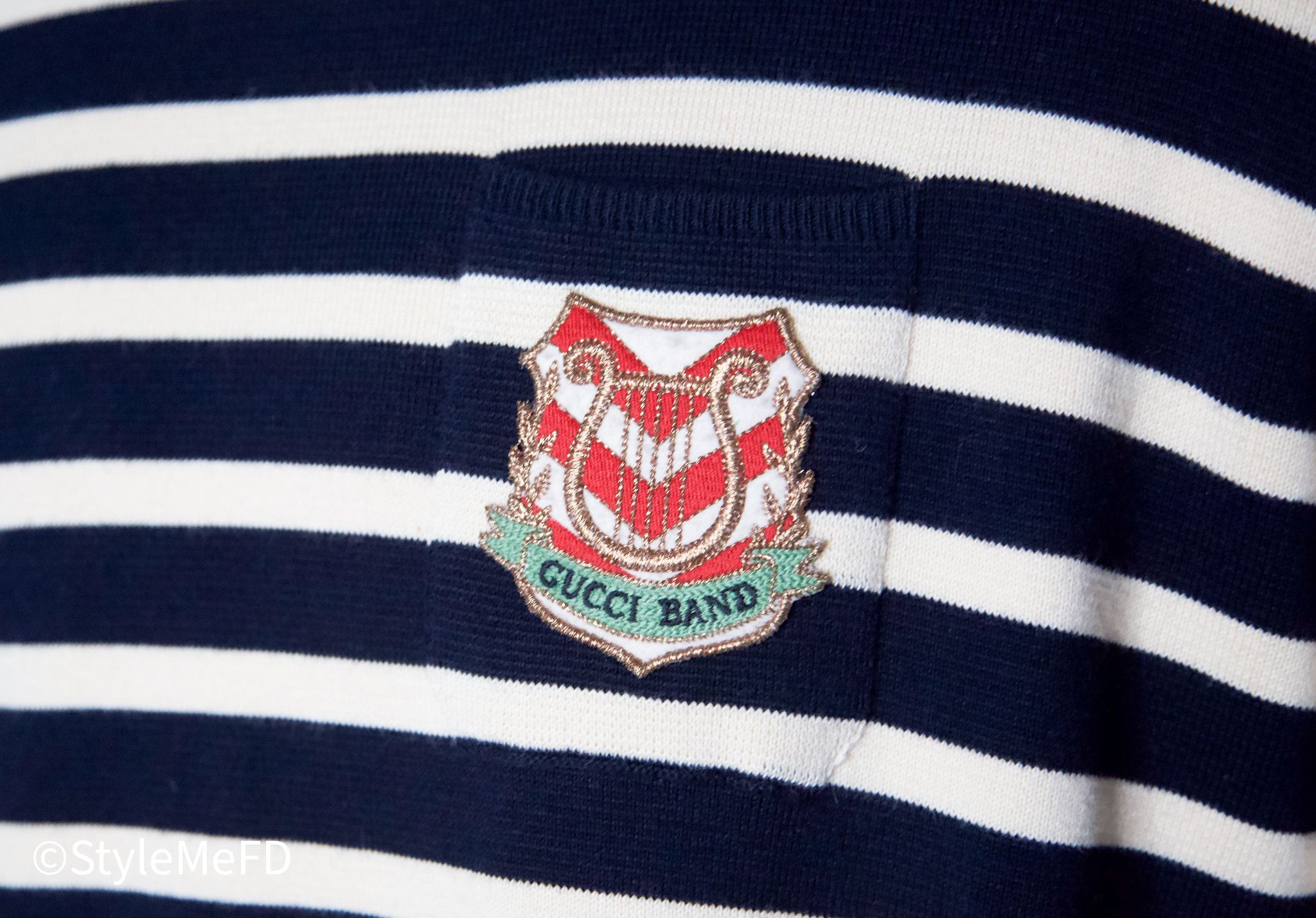 Gucci “Gucci Band” Striped Pullover w Pocket Patch Details