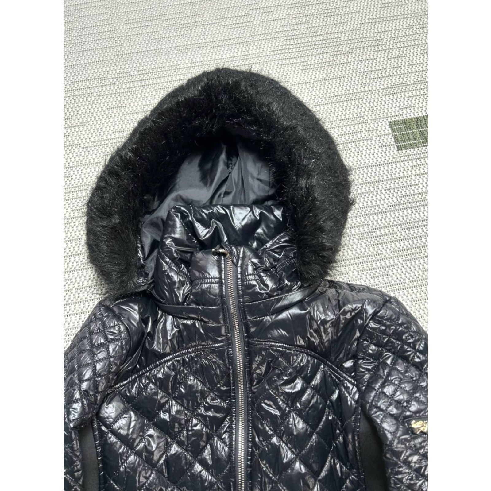 Michael Kors Michael Kors Quilted Coat Womens Small Blue Nylon Lined Faux Fur Trim Hooded Coat Size S / US 4 / IT 40 - 3 Thumbnail
