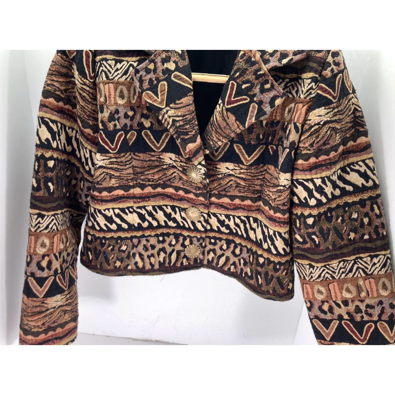 PONY Painted Pony Crop Jacket Women Medium Tapestry Animal Print Button Vintage Jacket Size M / US 6-8 / IT 42-44 - 3 Thumbnail
