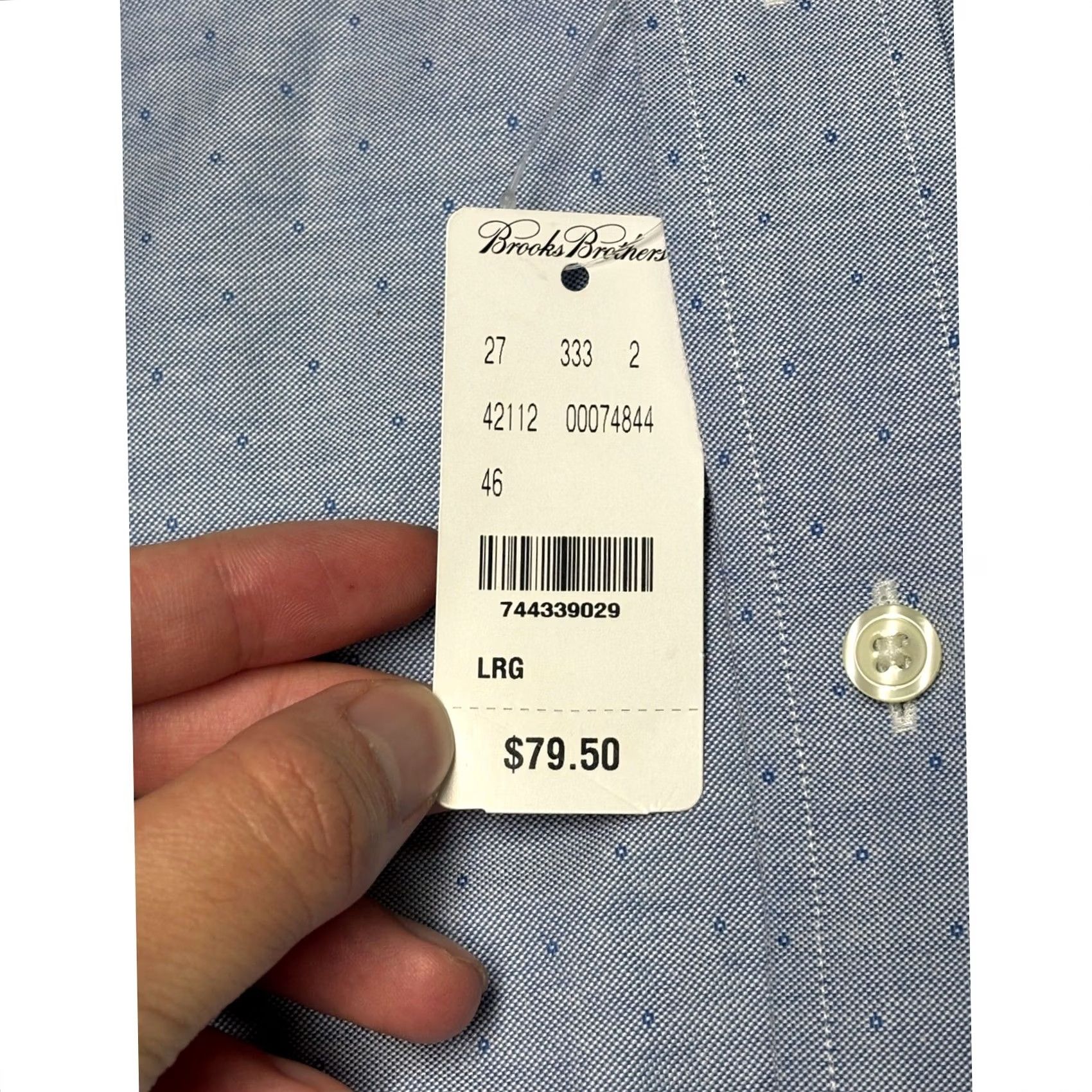 Brooks Brothers VINTAGE Brooks Brothers 1818 Regent Fit Non-Iron Supima Cotton Shirt Micro Mens L Blue Polka Dot Size US L / EU 52-54 / 3 - 4 Thumbnail