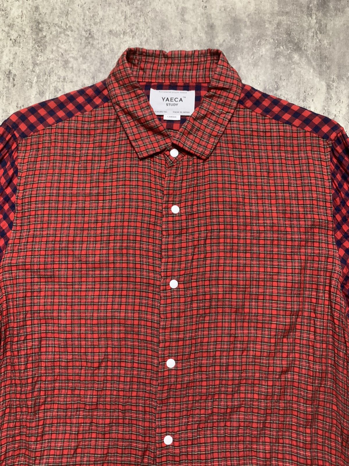 Comme des Garcons Yaeca Study Japanese Multi Checkered Snap Button Up Size US L / EU 52-54 / 3 - 4 Thumbnail