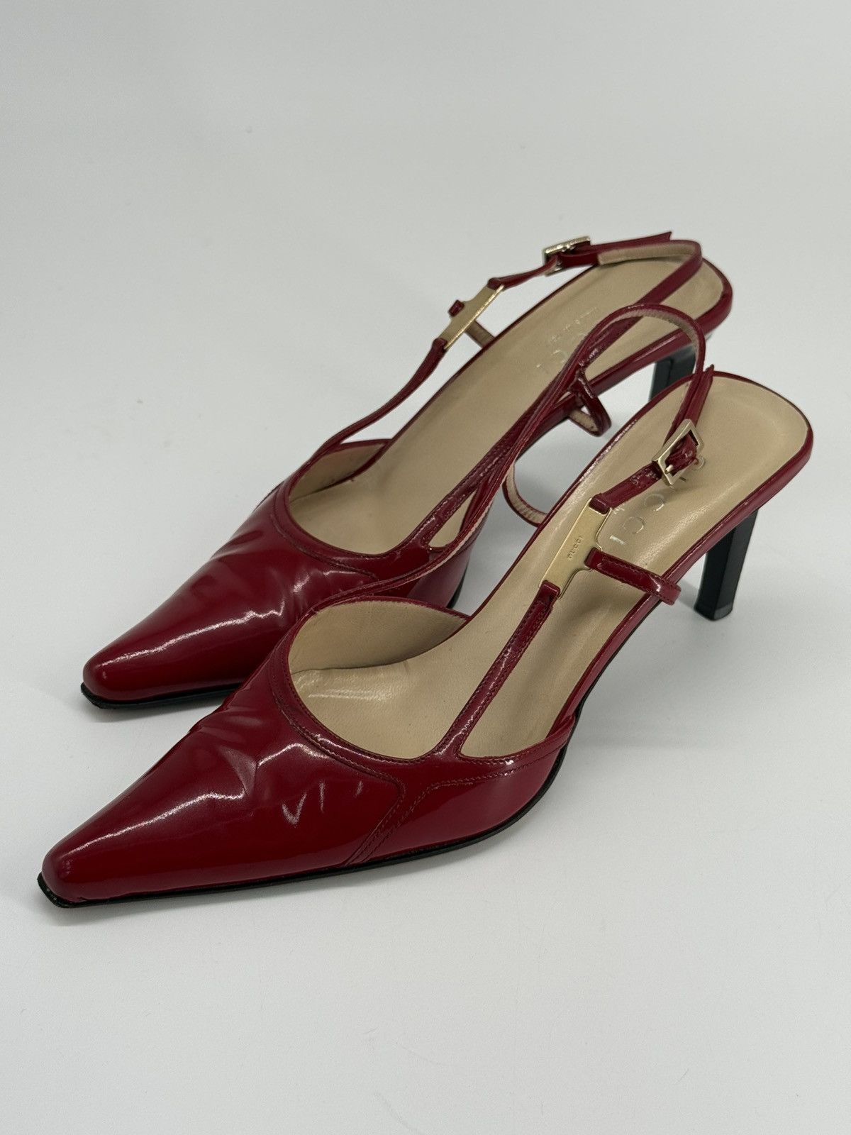 Gucci Gucci Patent Leather Slingback Pump Red , Size 7.5 Size US 7.5 / IT 37.5 - 2 Thumbnail