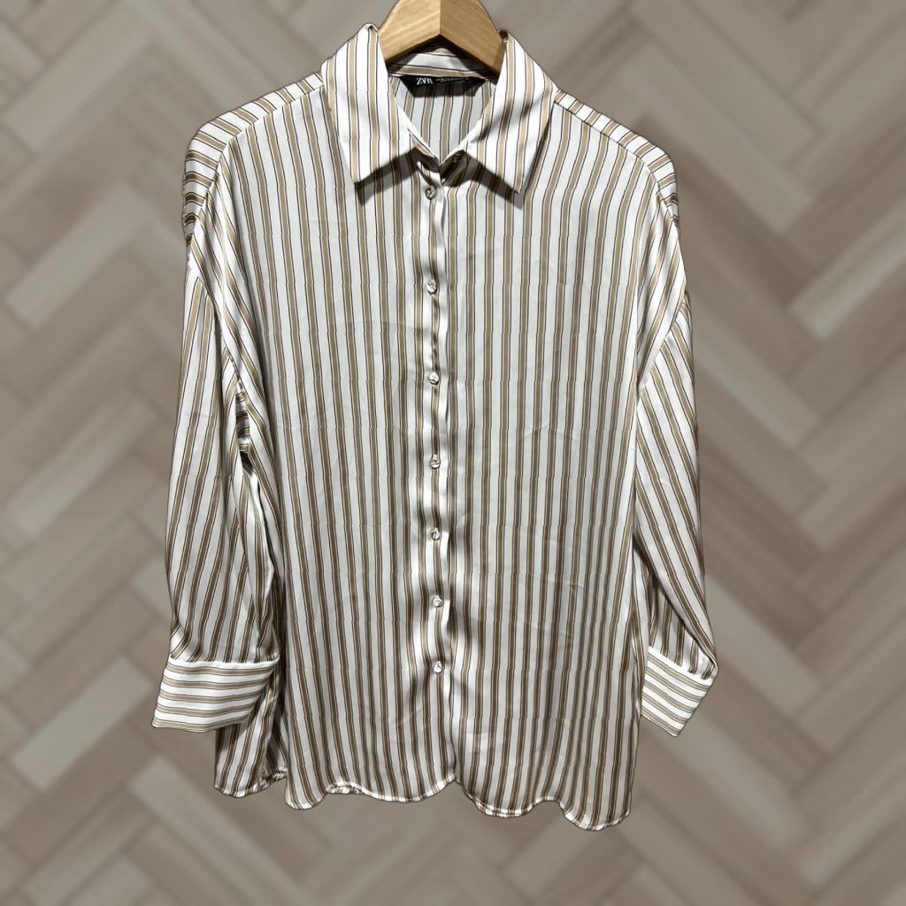 Zara Zara Trafaluc Shirt Womens XS Green Plaid Button-Up Roll-Tab Sleeve  Relaxed | Grailed
