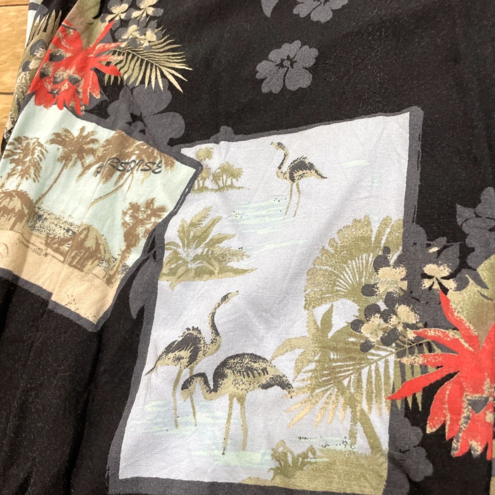 Paradise PARADISE AXIS Hawaiian Rayon Shirt Men L Floral Crane Stork Egret Button-Up, Short Sleeve, Multicolor, 100% Viscose, Casual Shirt Mens Size US L / EU 52-54 / 3 - 7 Thumbnail