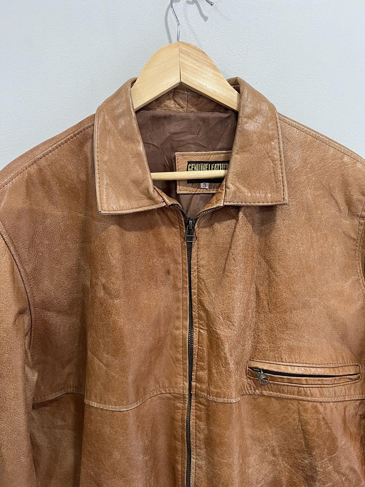 Vintage Vintage Leather Jacket Brown Zip Up faded Size US M / EU 48-50 / 2 - 7 Thumbnail