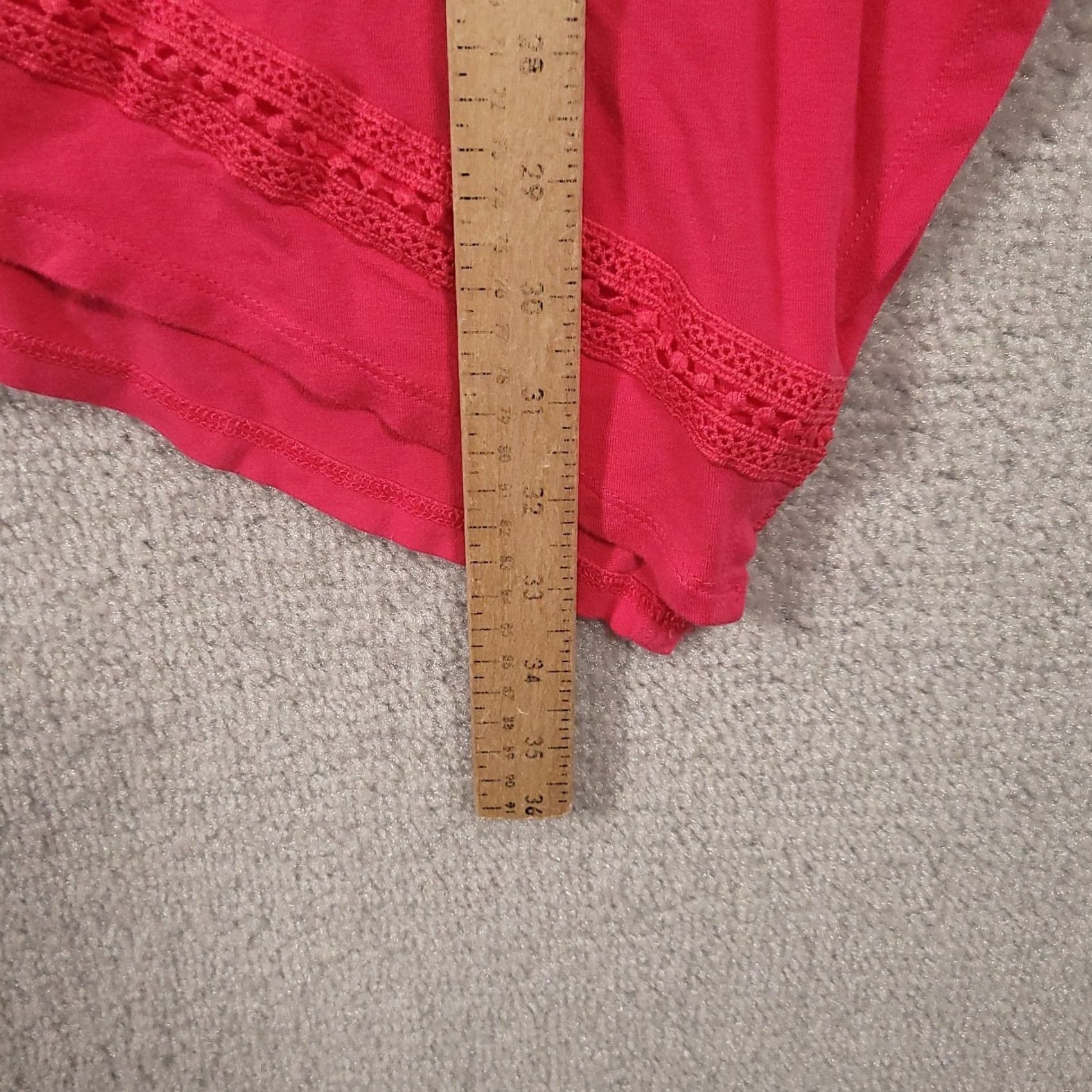 Vintage Chicos 2 Knit Top Pink Asymmetrical Hem Knit Lace Trim Short Sleeve Large Blouse Shirt Womens Vintage No Size L / US 10 / IT 46 - 6 Thumbnail