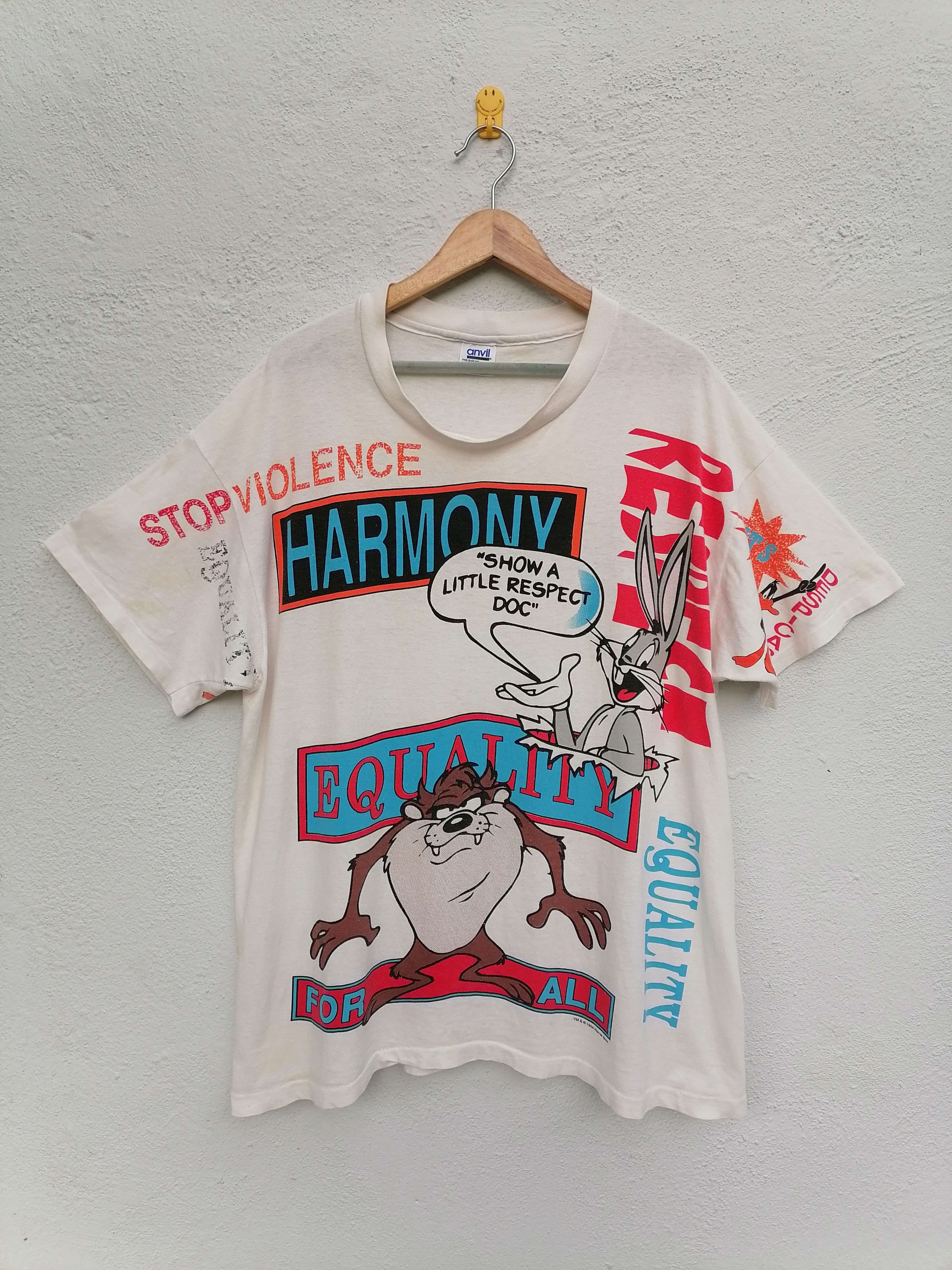 Cartoon Network × Vintage × Warner Bros Vintage 90s Tazmania x Bugs Bunny OVP Distressed T-shirt Size US XL / EU 56 / 4 - 1 Thumbnail