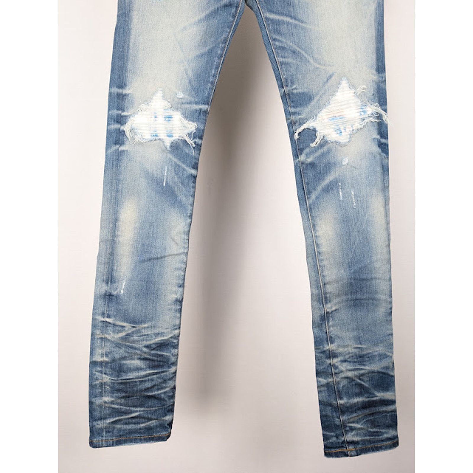 Amiri o1rshd1 Bleached MA Paisley MX1 Jeans Honeycomb Indigo Size US 40 / EU 56 - 4 Thumbnail