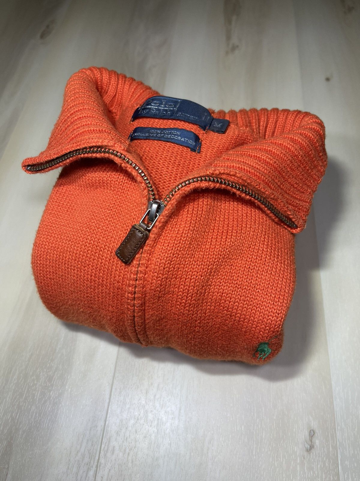 Polo Ralph Lauren Polo Ralph Lauren Men's Orange Quarter Zip Knit Sweater Sz M Size US M / EU 48-50 / 2 - 1 Thumbnail