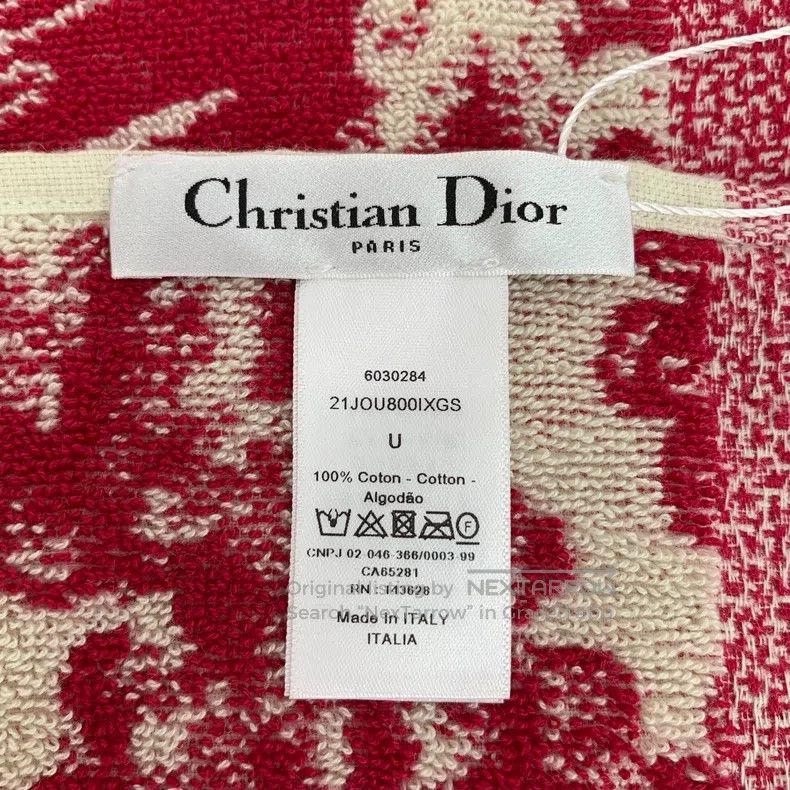 Dior Dior SizeU Red animal jungle printed cotton tassel cloak sh Size ONE SIZE - 5 Thumbnail