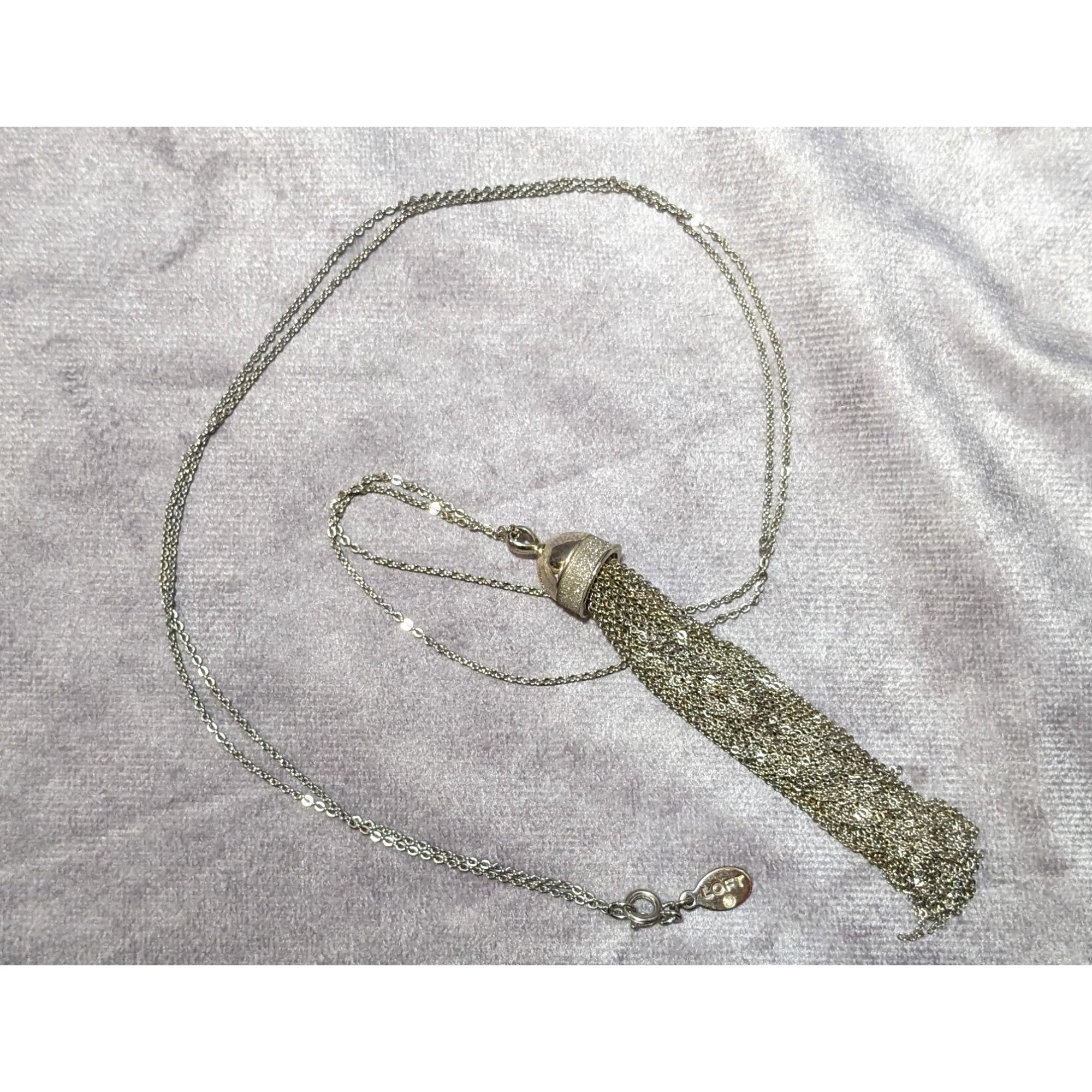 Loft Loft Silver Tone Fine Chain Glitter Tassel Necklace Size ONE SIZE - 9 Thumbnail
