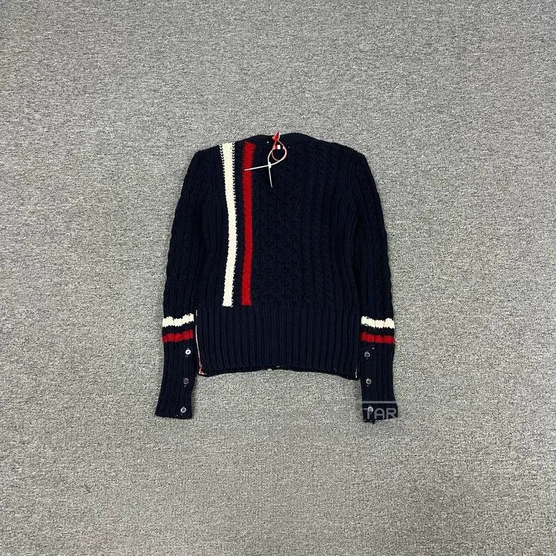 Thom Browne Thom Browne Navy Striped Thick Wool Cardigan Size XS / US 0-2 / IT 36-38 - 2 Thumbnail