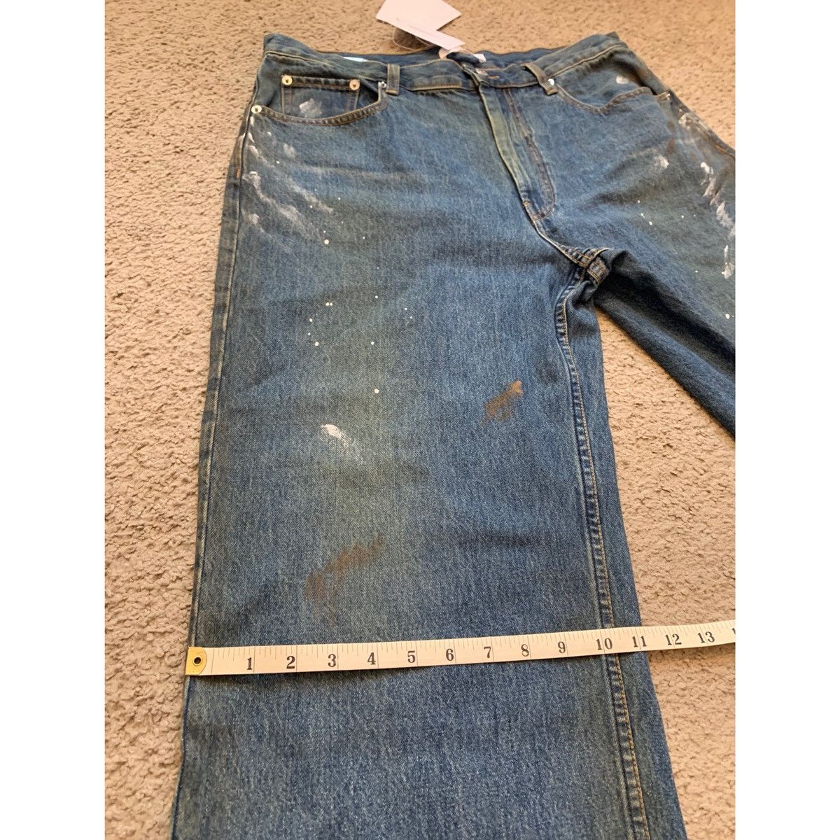Helmut Lang HELMUT LANG CROPPED PAINT SPLATTER WIDE LEG JEANS Size US 34 / EU 50 - 18 Thumbnail
