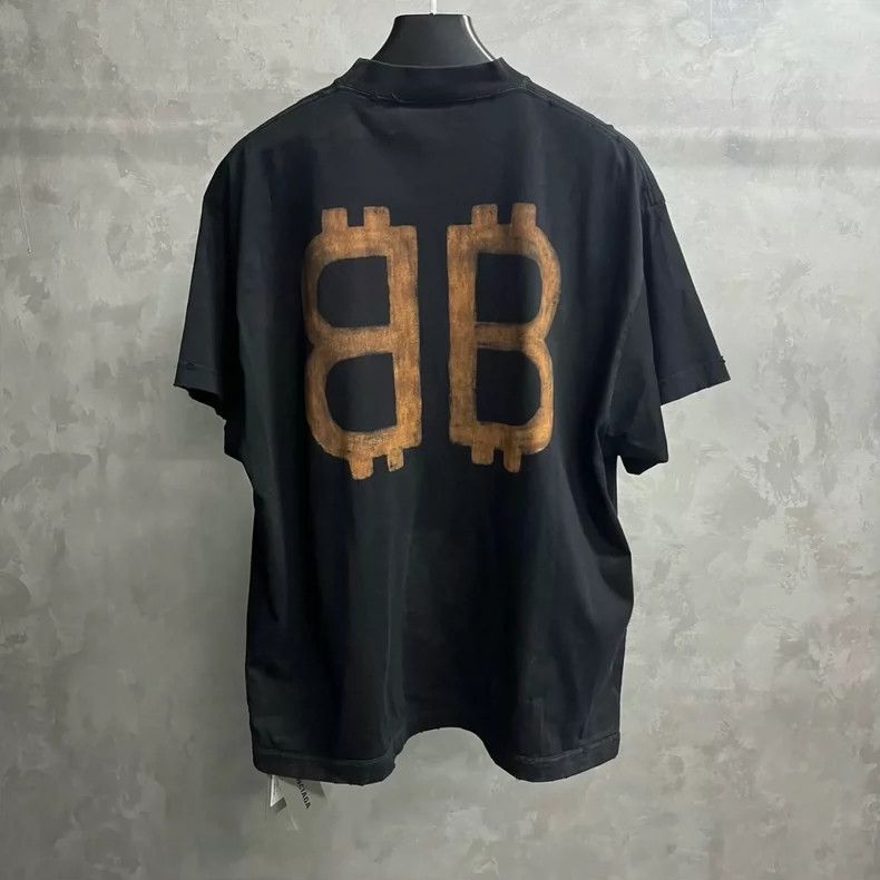Balenciaga Balenciaga Black Solid Monogrammed Crew Neck Shirt Size US S / EU 44-46 / 1 - 2 Thumbnail