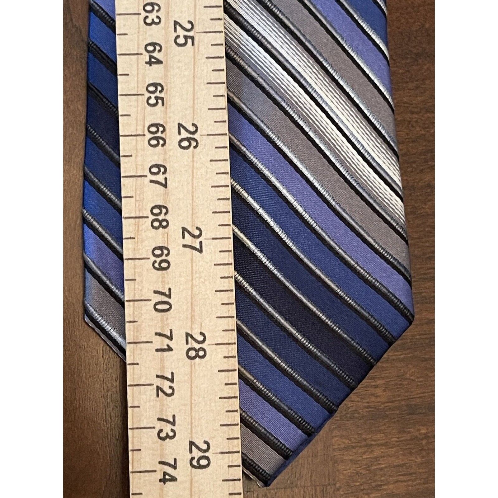 Van Heusen Van Heusen Blue Gray Black 100% Silk Made In China Size ONE SIZE - 5 Thumbnail