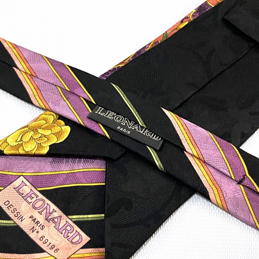 Leonard Paris Leonard Paris Mixed Floral And Striped Design Neck Tie Size ONE SIZE - 6 Thumbnail