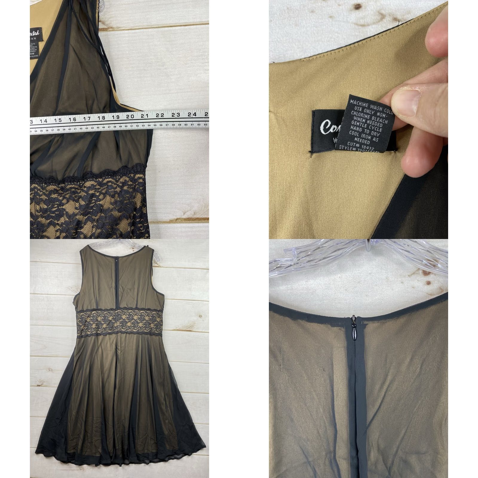 Vintage Connected Womens Dress 18W Black Sleeveless Sheer Overlay Lace Midi V-Neck Party Cocktail Wedding Dress Size XXL / US 16-18 / IT 52-54 - 8 Thumbnail