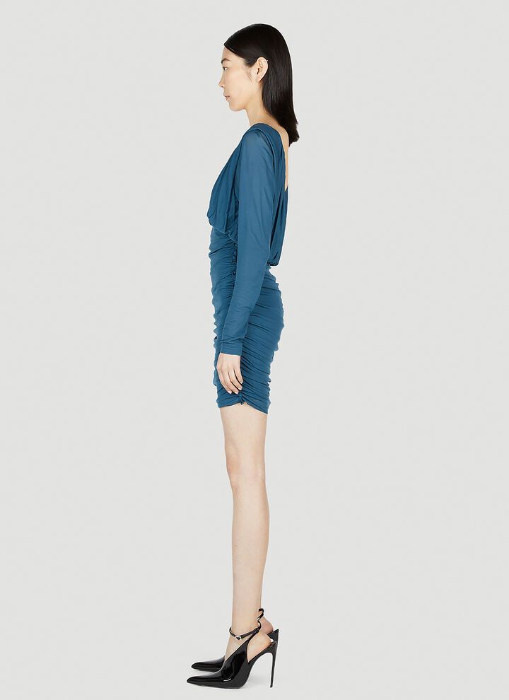 Saint Laurent Paris o1s1wg110924 Draped Dress In Jersey in Blue Size XS / US 0-2 / IT 36-38 - 3 Thumbnail