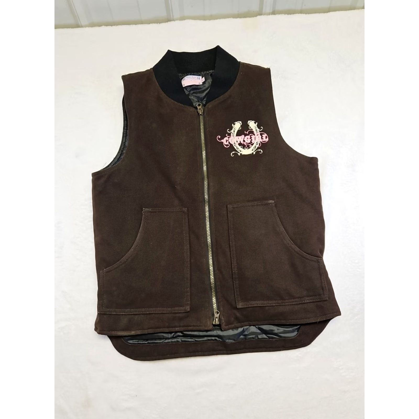 Vintage VINTAGE Y2K Cowgirl Western Zip Vest Brown Horseshoe Graphic Ransom Ranch Size M Women Embroidered Cotton Zip Vest Western Mens Women Girls? Size M / US 6-8 / IT 42-44 - 3 Thumbnail