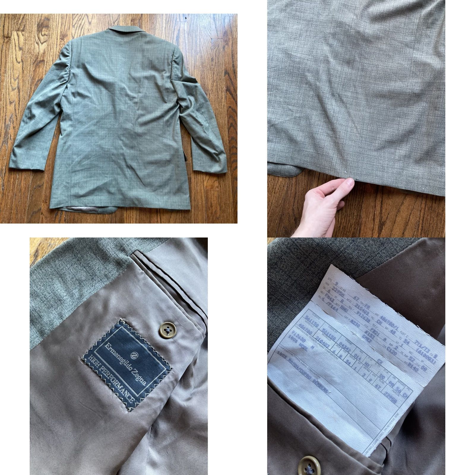 Ermenegildo Zegna Zegna Blazer Mens 44R Green Wool Jacket Regular 2 Piece Holes Note Switzerland Size 44R - 9 Thumbnail
