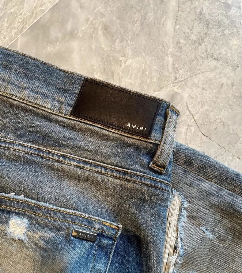 Amiri Amiri Embroidered double-torn blue jeans Size US 38 / EU 54 - 3 Thumbnail