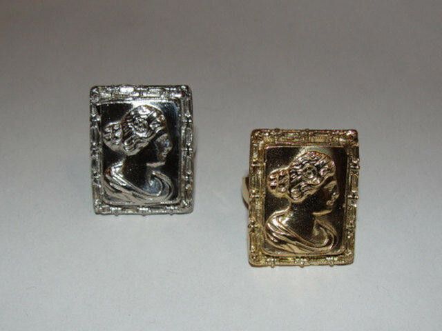 Designer Silver Rectangular Georgian Inspired Cameo Ring Alberto Juan Size ONE SIZE - 4 Thumbnail