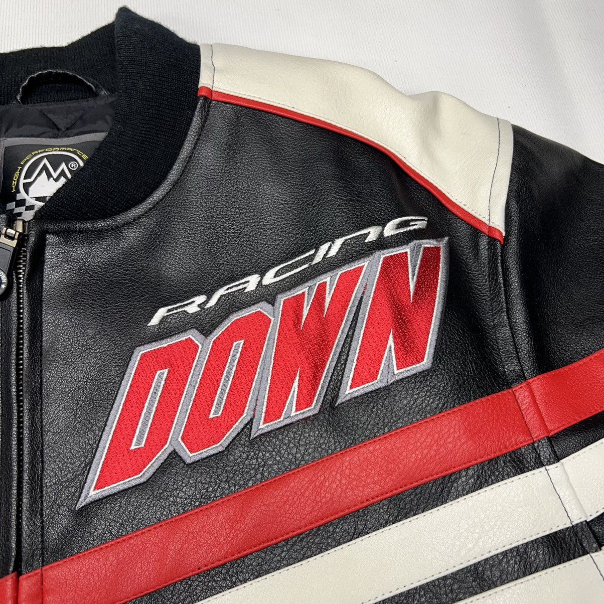Vintage VTG First Down Leather Racing Jacket Black Coat Gear Zip Y2K Size US M / EU 48-50 / 2 - 7 Thumbnail