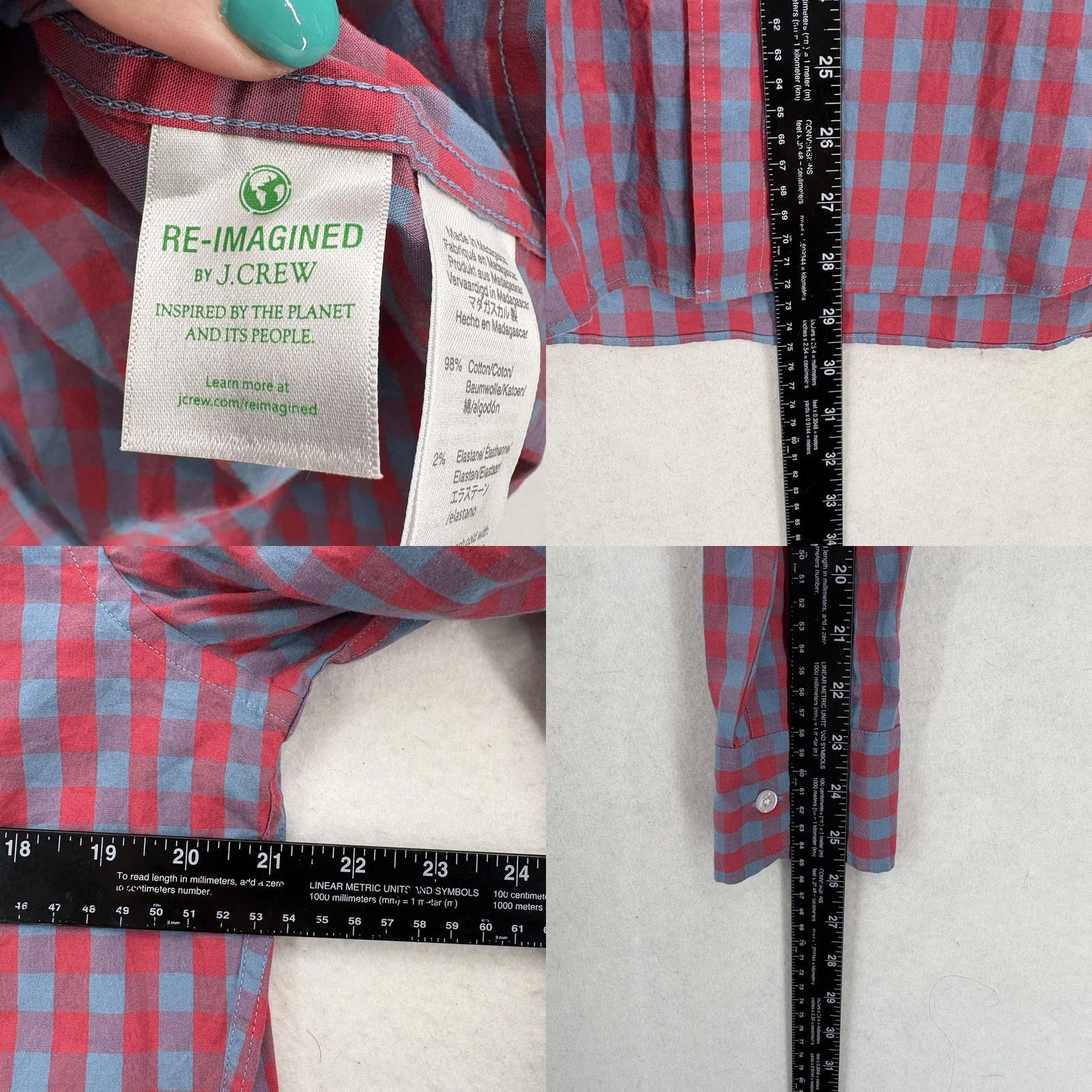 J.Crew J.Crew Shirt Mens M Red Check Long Sleeve Button-Up Slim Stretch Casual Modern Size US M / EU 48-50 / 2 - 8 Thumbnail