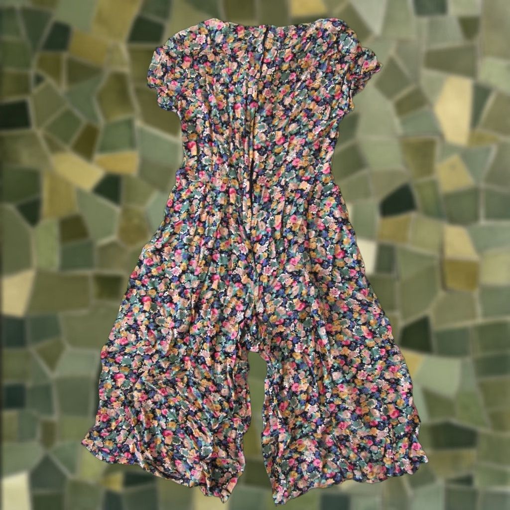Pinko Fritzi California Jumpsuit Romper Floral Short Sleeve Rayon Pink Green Purple M Womens Size 32" / US 10 / IT 46 - 1 Thumbnail