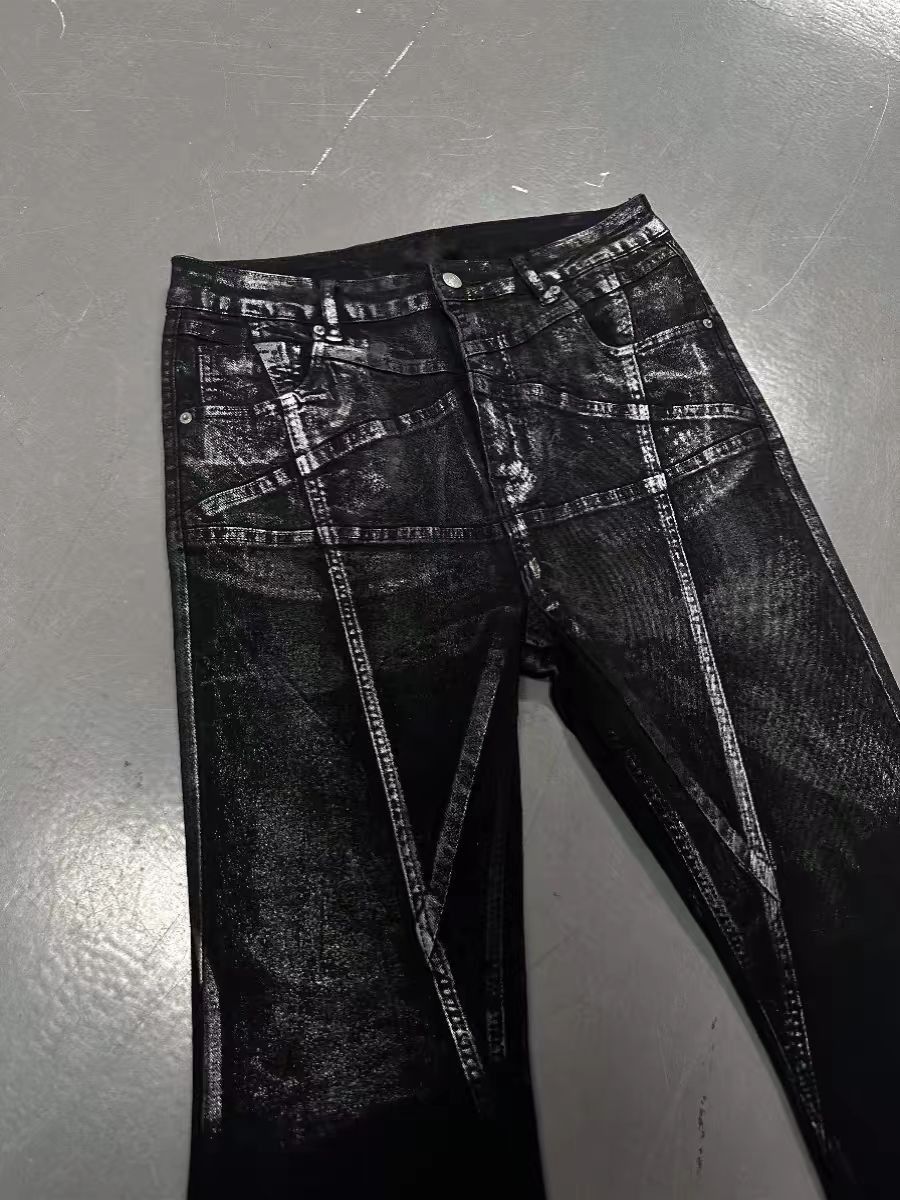 Jean Gradient Brushed Paint Aged Y2K Pentagram Micro Flare Jeans Size US 28 / EU 44 - 2 Thumbnail