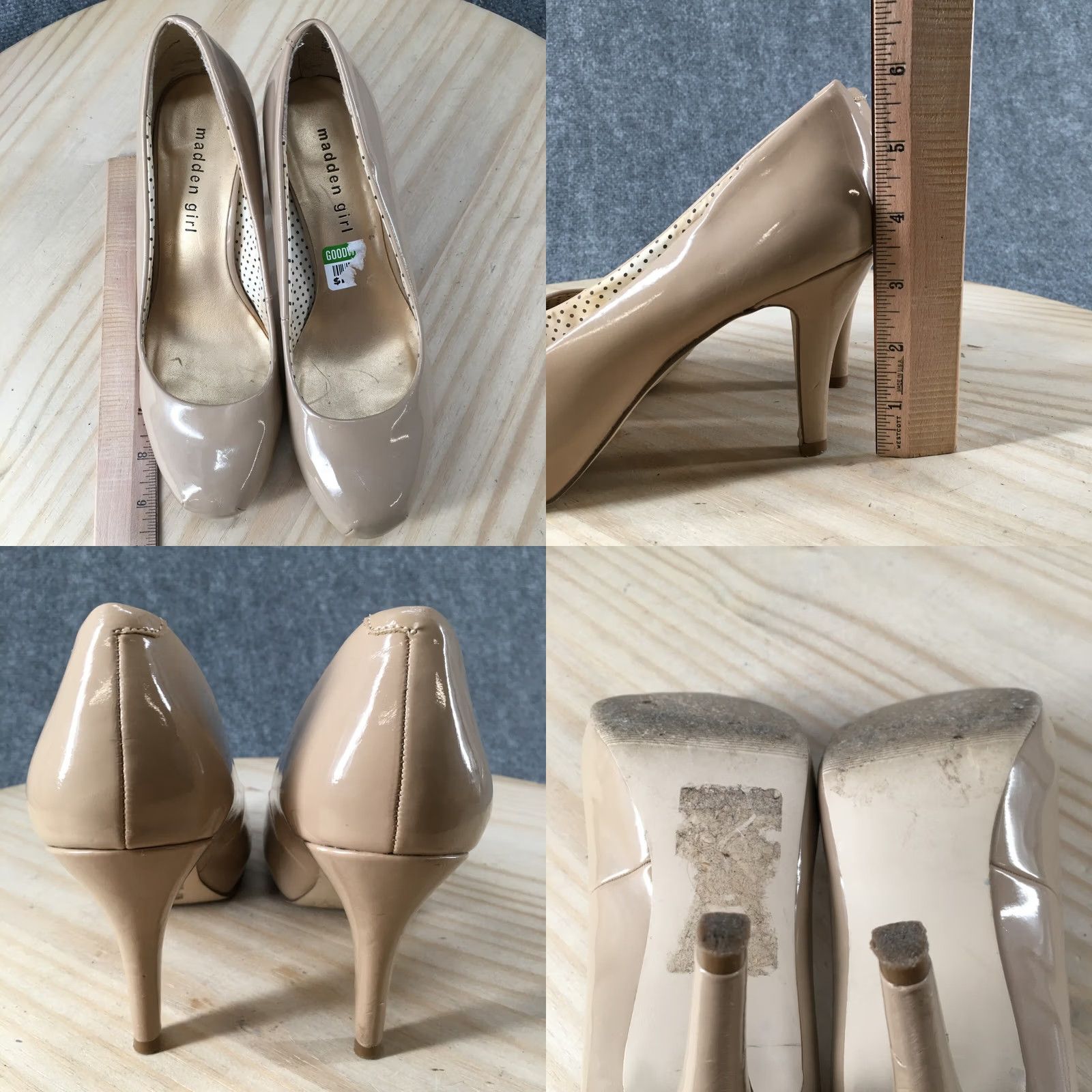 Vintage Madden Girl Heels Womens 7.5 Getta Pump Stiletto Beige Faux Leather Slip On Pump Ladies Beige Stiletto Heel Womens Shoes Size US 8 / IT 38 - 8 Thumbnail