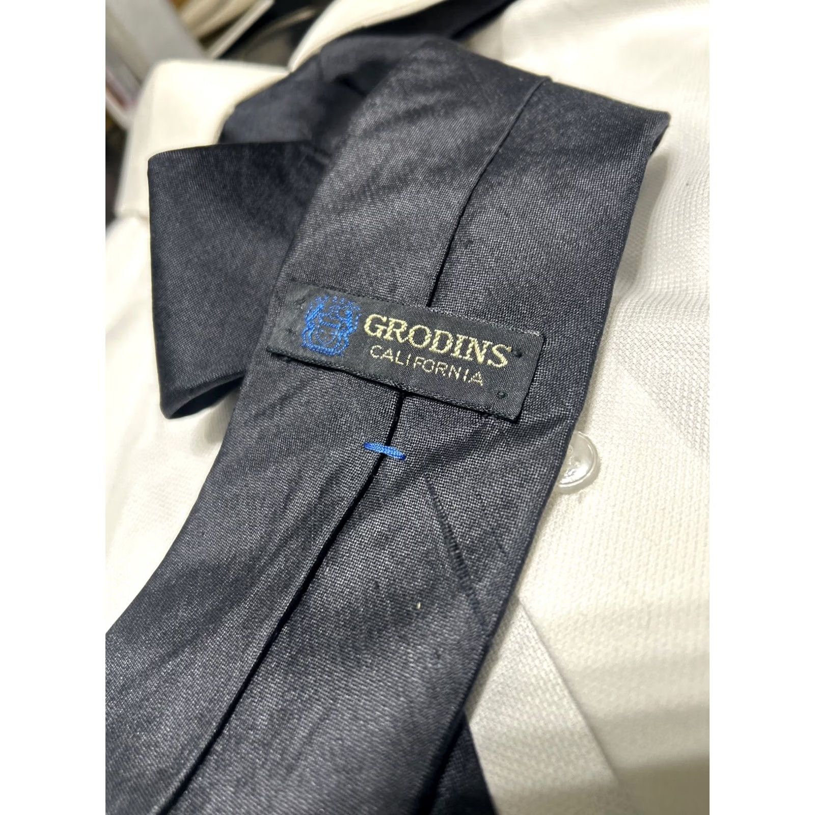Vintage Rare Grodins Black Silk Tie Preppy Oxford 3 1/4" X56 Mens VTG-1940s-50s Size ONE SIZE - 3 Thumbnail