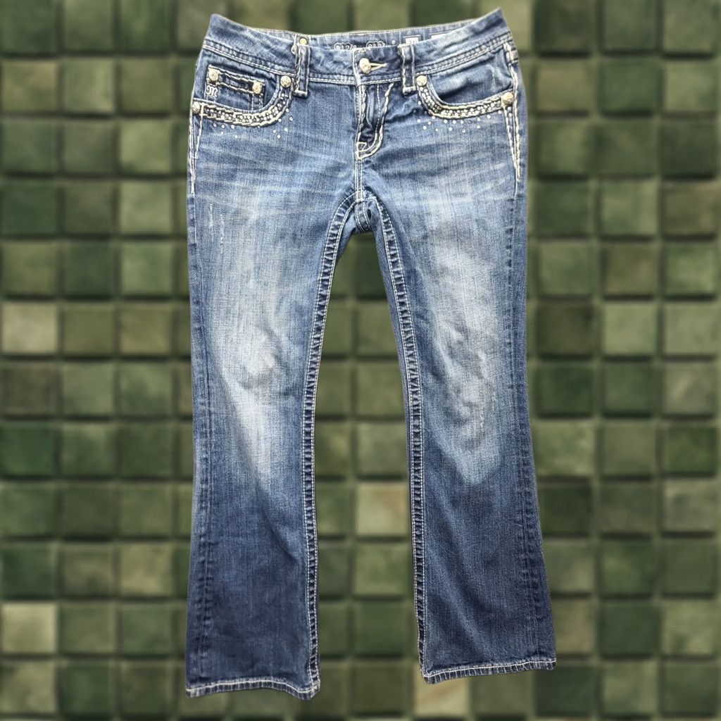 Miss Me Miss Me Jeans 28x28 Jeans Regular 28 Blue Embroidered Rhinestone Embellished Mid Rise Bootcut Denim Womens - 5-Pocket Style Western 28in Inseam XS? Size 28" / US 6 / IT 42 - 1 Thumbnail