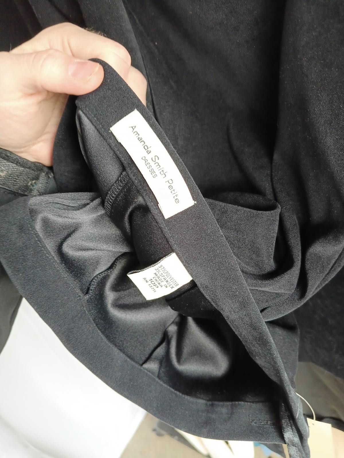 Designer Amanda Smith Petite Black Stretch Blazer Set Size L / US 10 / IT 46 - 7 Thumbnail