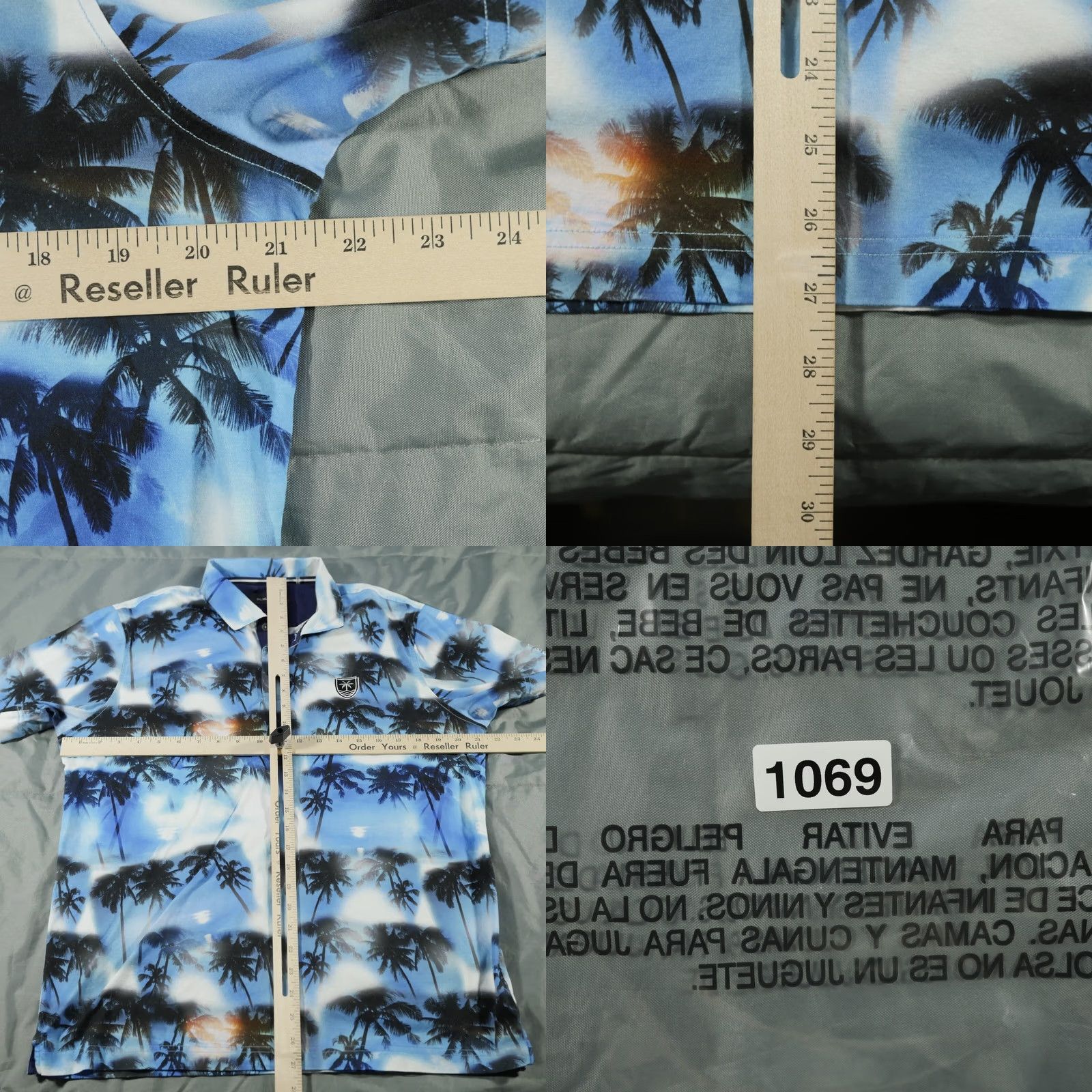 BUGATCHI BUGATCHI Polo Shirt Mens L Blue Ocean Hendrix Palm Trees Golf Patch Casual Size US L / EU 52-54 / 3 - 8 Thumbnail