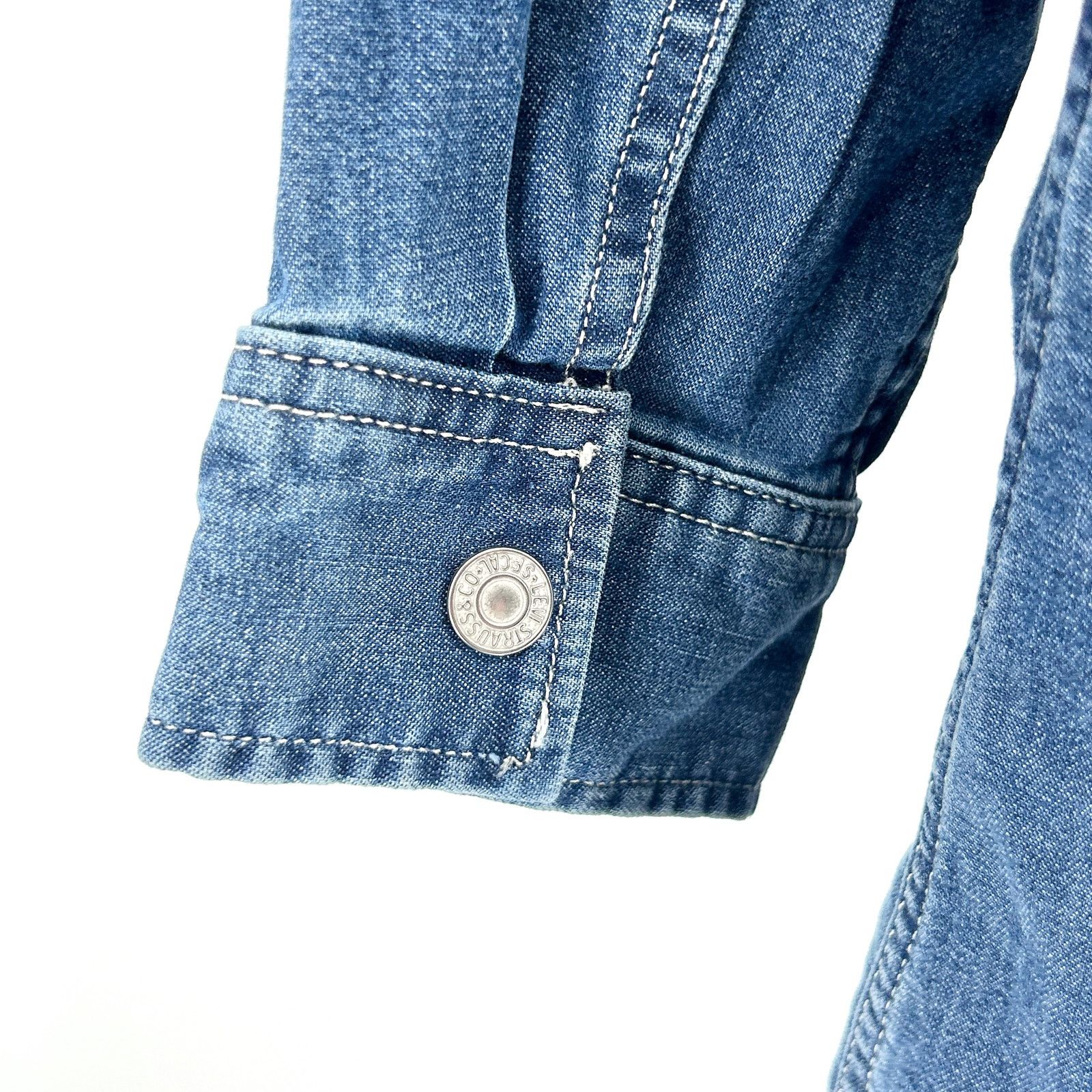 Levi's Blue Denim Chambray Snap Button Long Sleeve Shirtdress Size XXL / US 16-18 / IT 52-54 - 6 Thumbnail