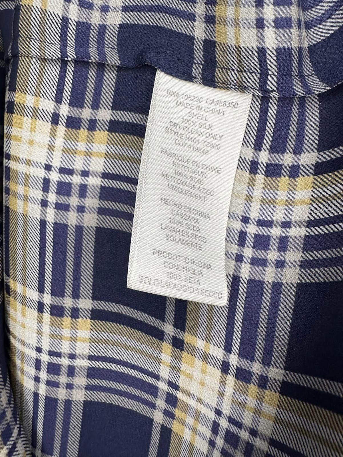 Jones New York Joie Nelia 3/4 Sleeve Plaid Silk Top - Sz. M Size M / US 6-8 / IT 42-44 - 5 Thumbnail